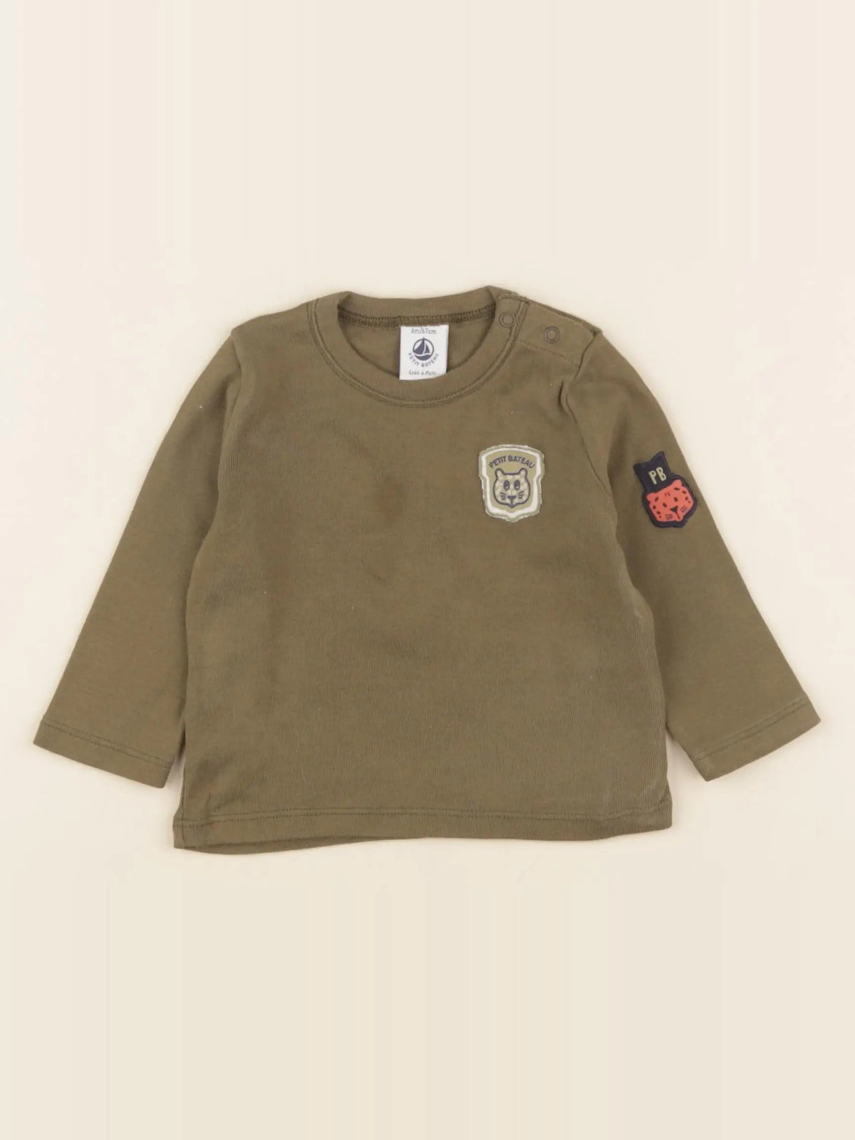 Petit Bateau - tee-shirt vert - 6 mois