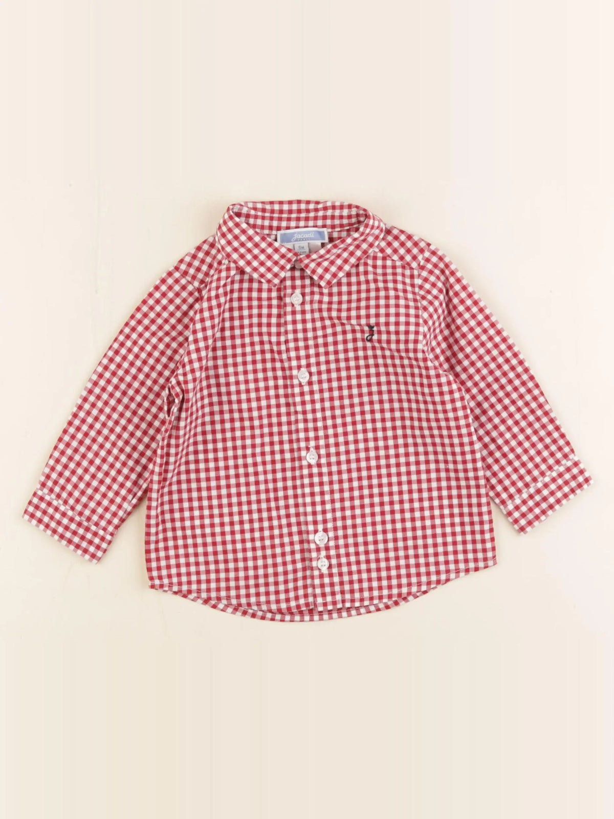 Jacadi - chemise blanc, rouge - 6 mois