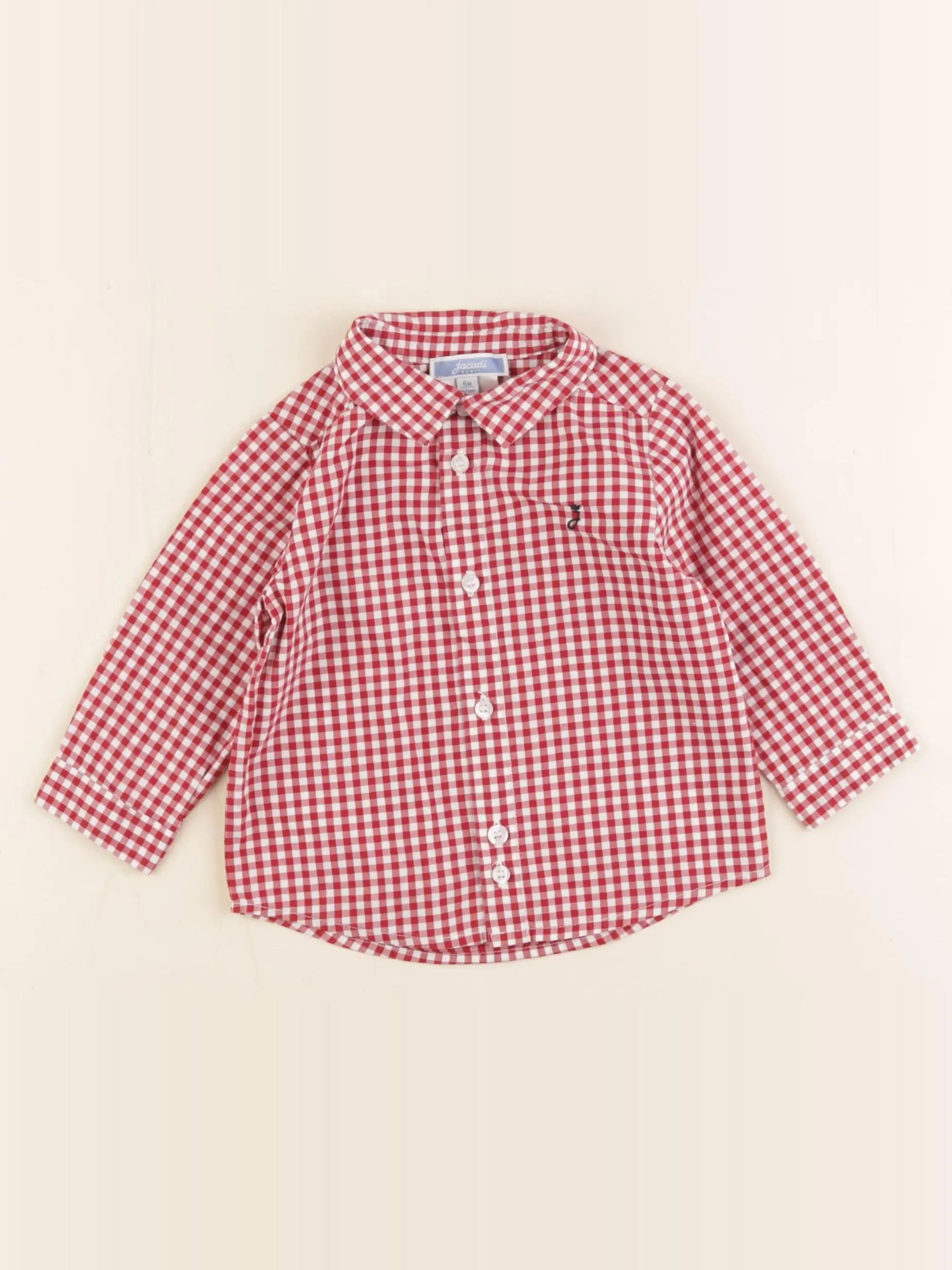 Jacadi - chemise blanc, rouge - 6 mois