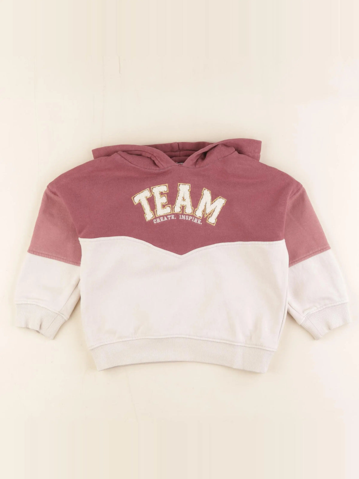 Vertbaudet - sweat blanc, rose - 3 ans