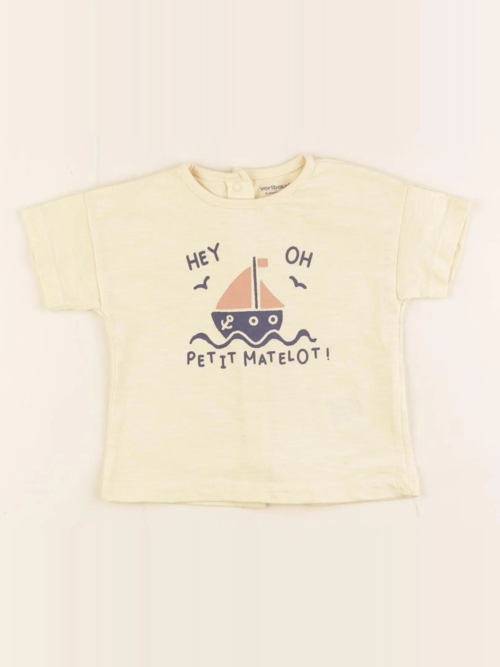 Vertbaudet - tee-shirt beige - 6 mois