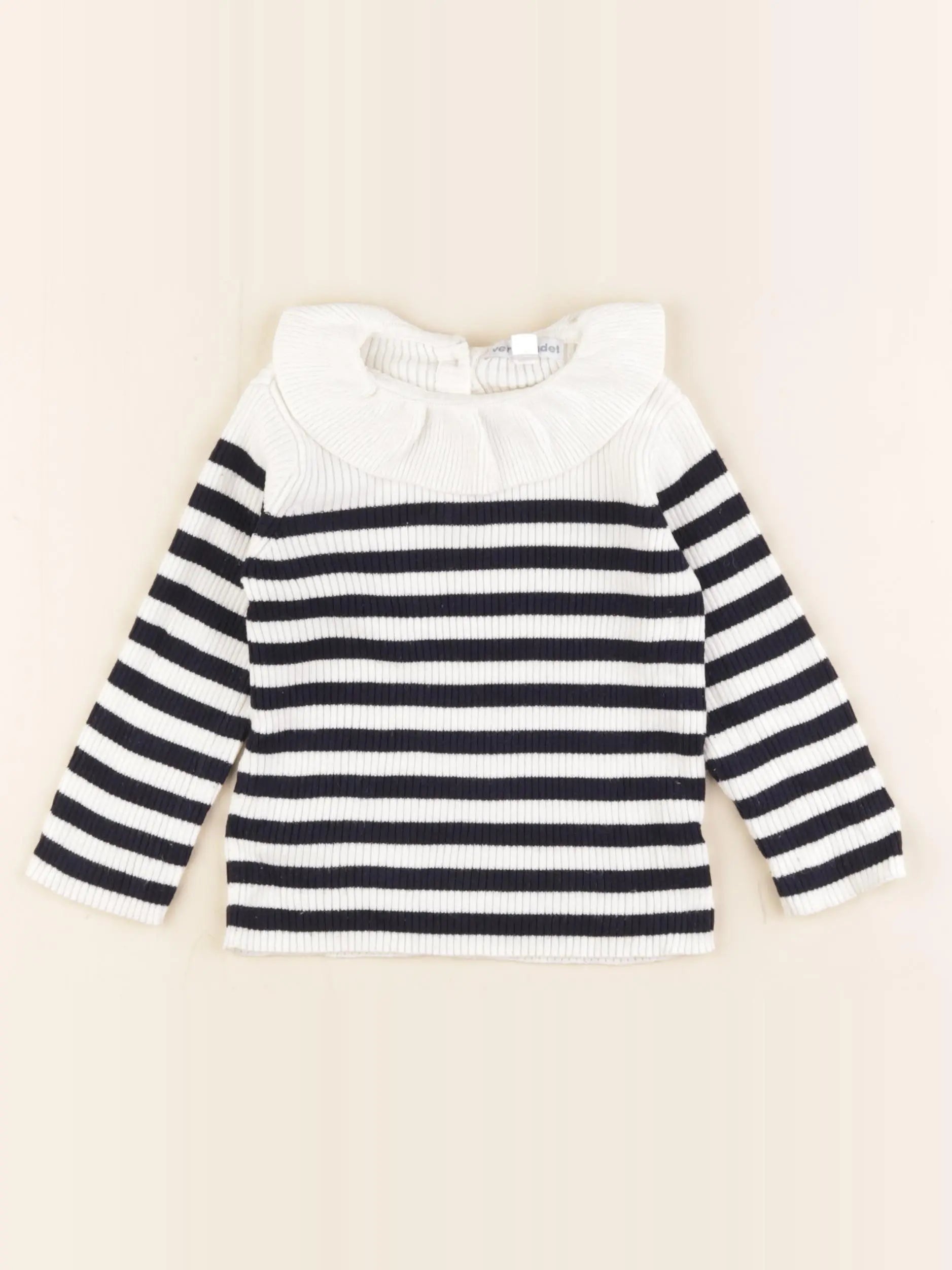 Vertbaudet - pull bleu, blanc - 12 mois