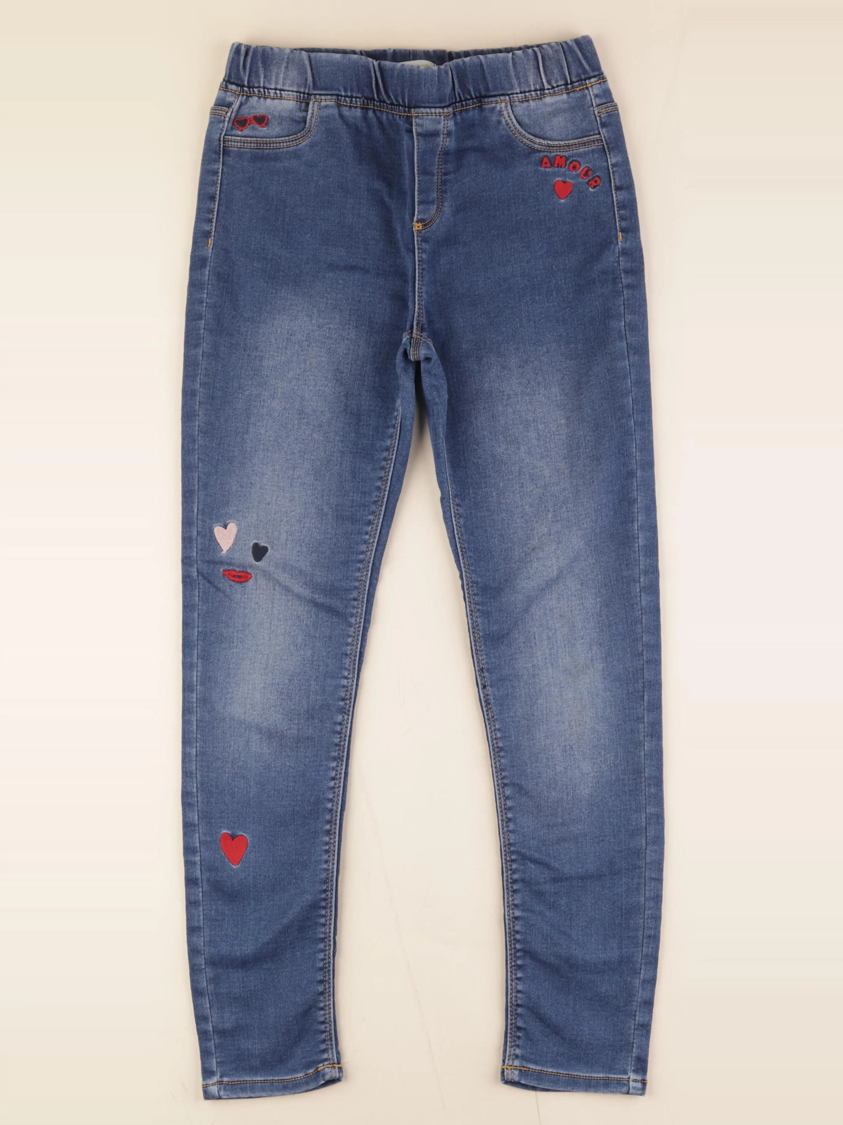 Vertbaudet - jegging bleu, rouge - 12 ans
