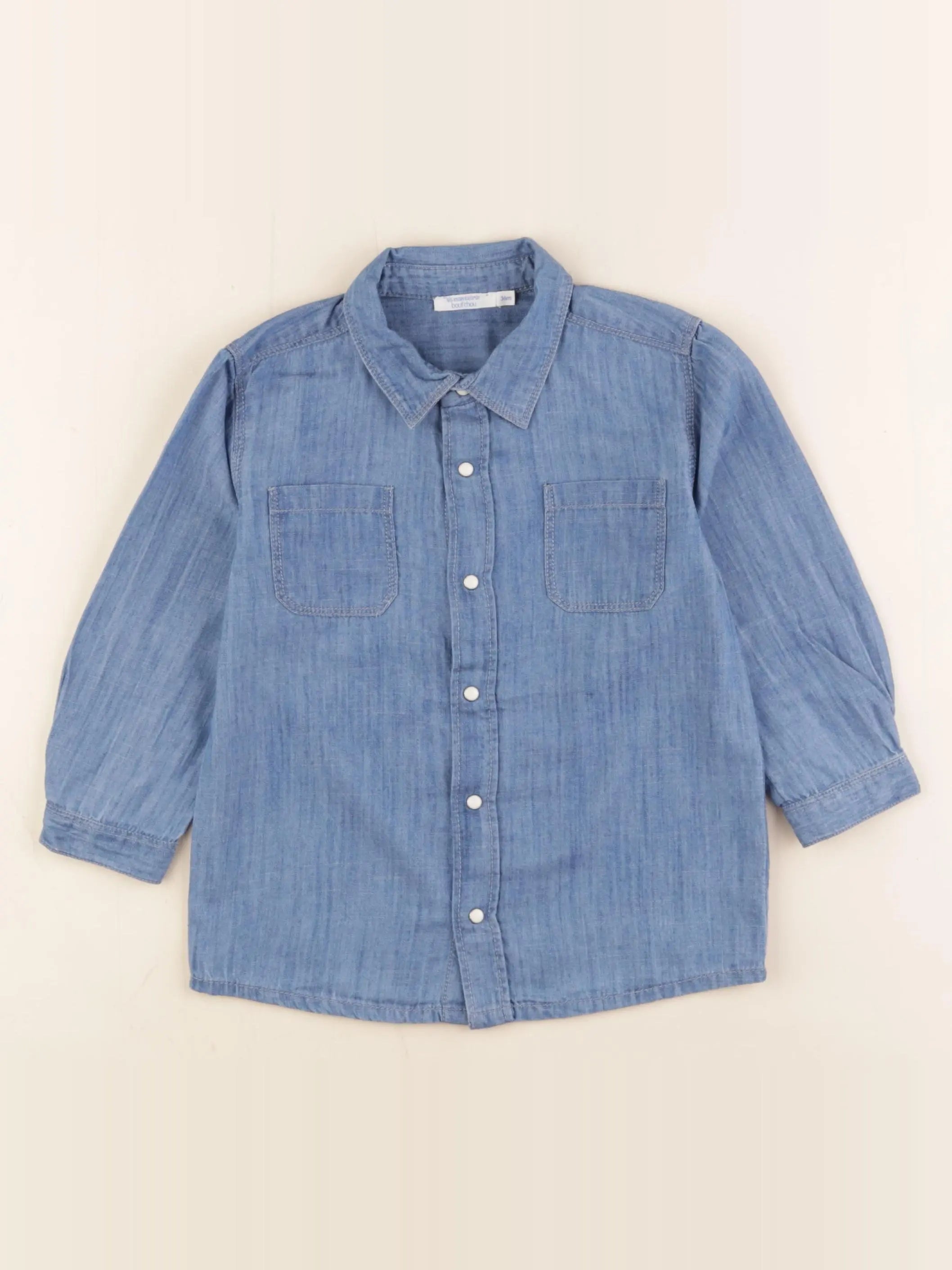 Boutchou - chemise bleu - 36 mois