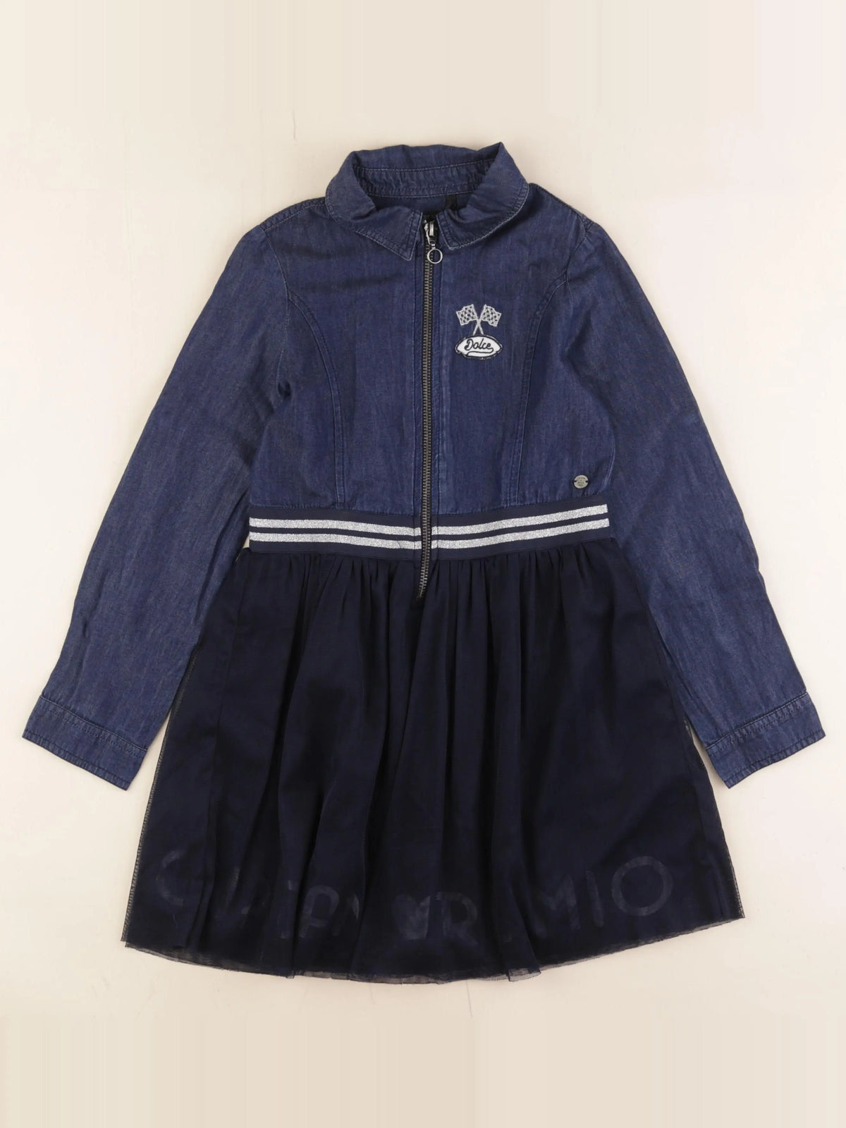 IKKS - robe bleu, argent - 8 ans