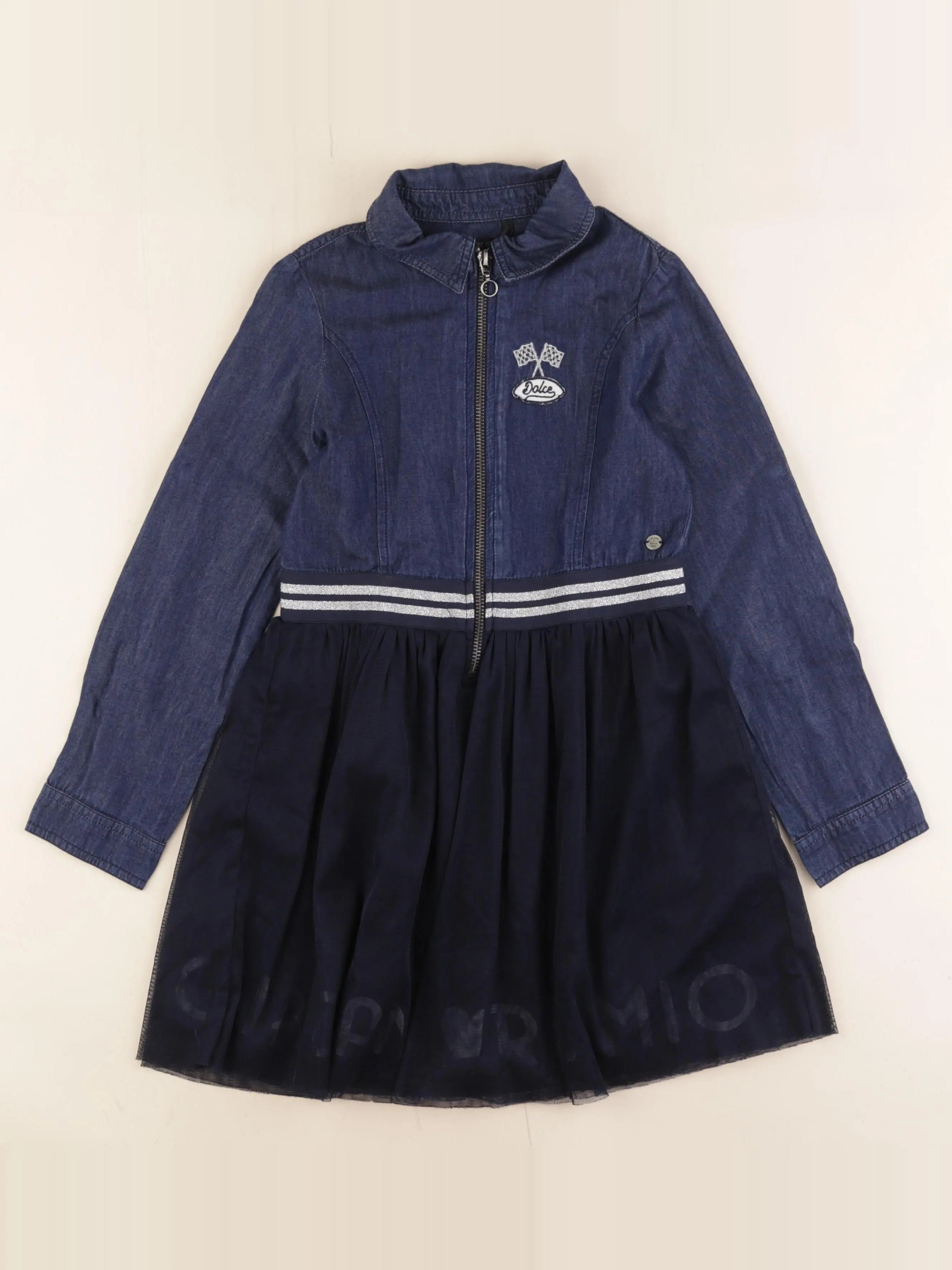 IKKS - robe bleu, argent - 8 ans