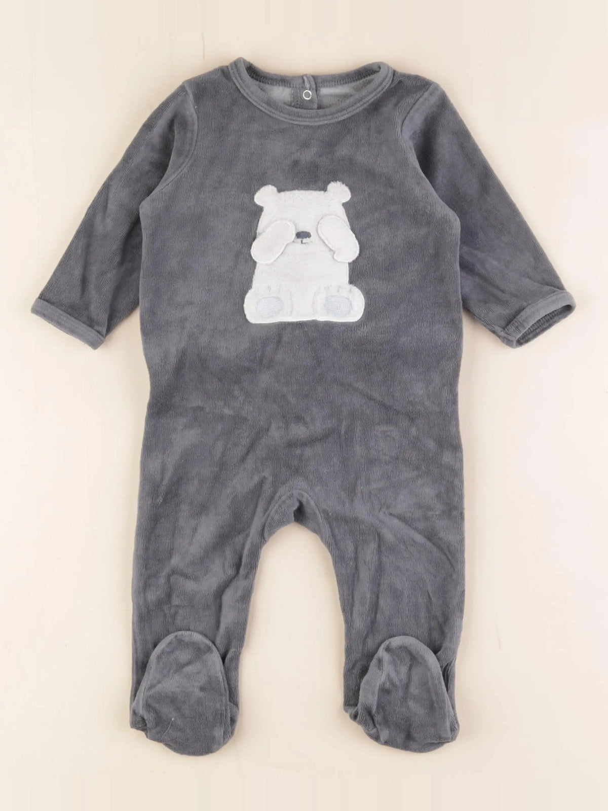 Vertbaudet - pyjama velours gris - 6 mois