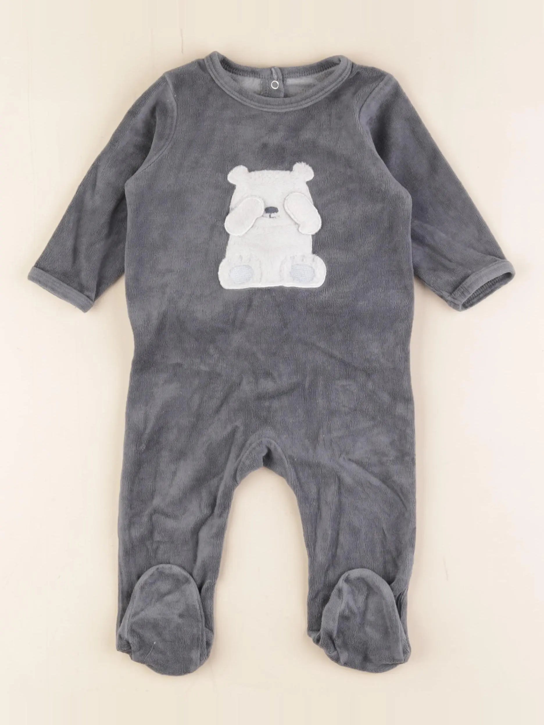 Vertbaudet - pyjama velours gris - 6 mois
