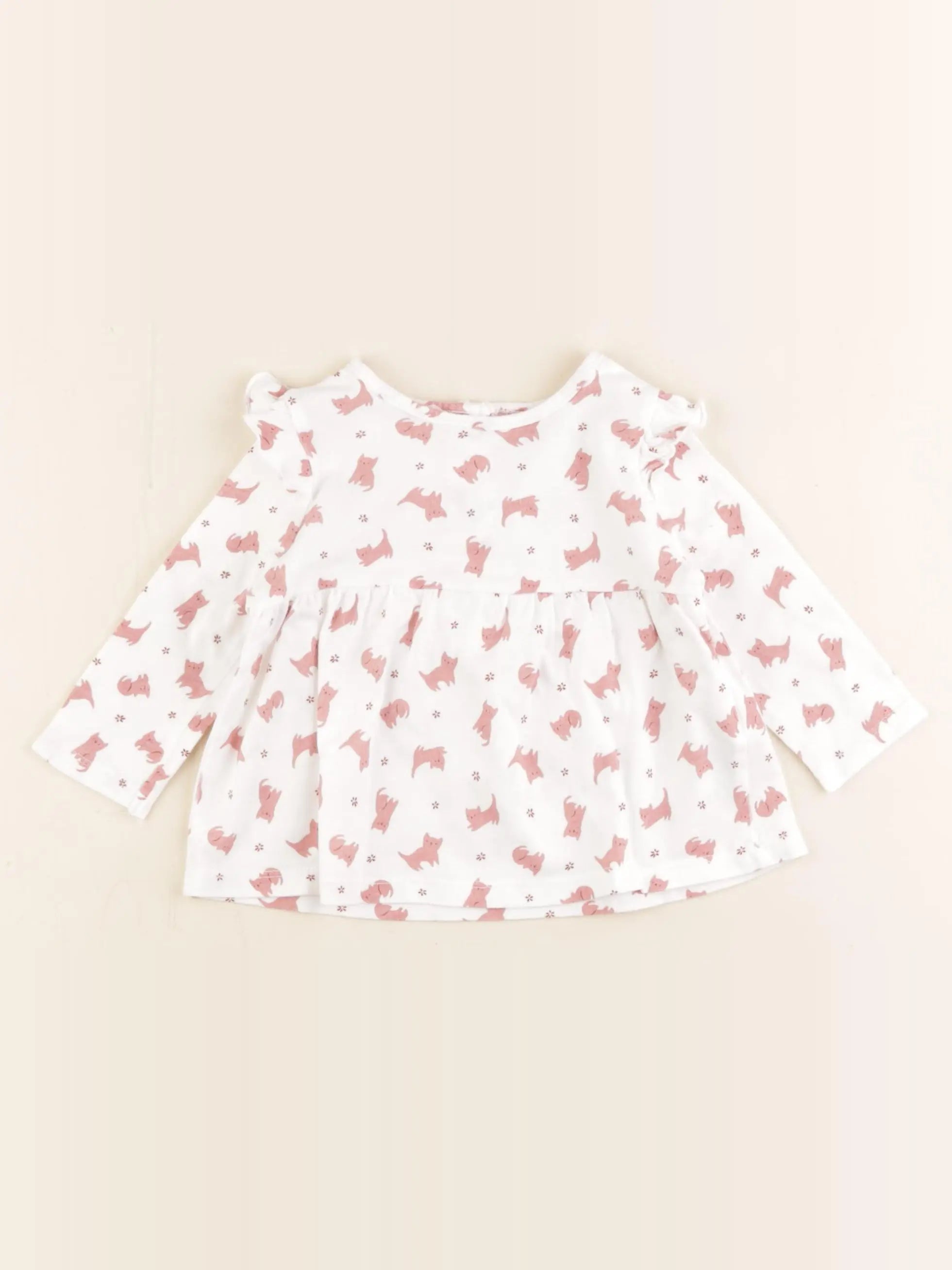 La Redoute - tee-shirt blanc, rose - 6 mois