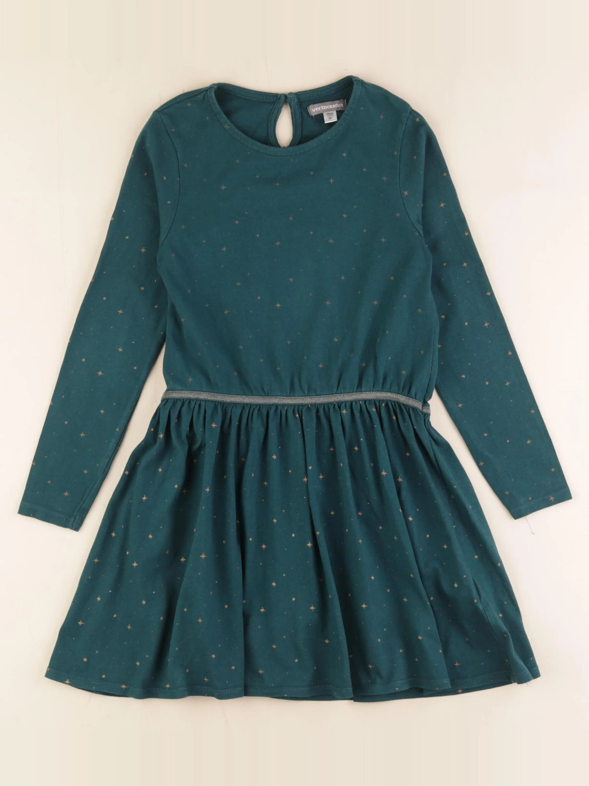 Vertbaudet - robe vert, or - 8 ans