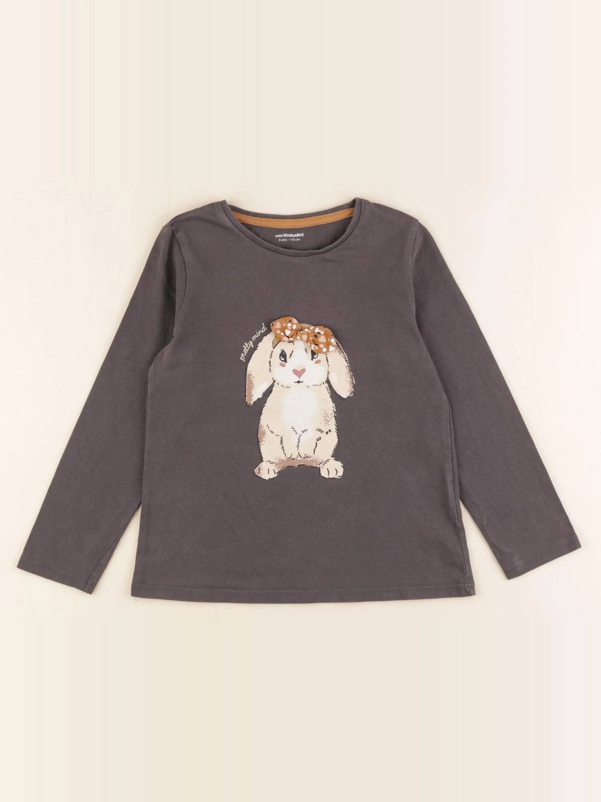 Vertbaudet - tee-shirt taupe - 5 ans