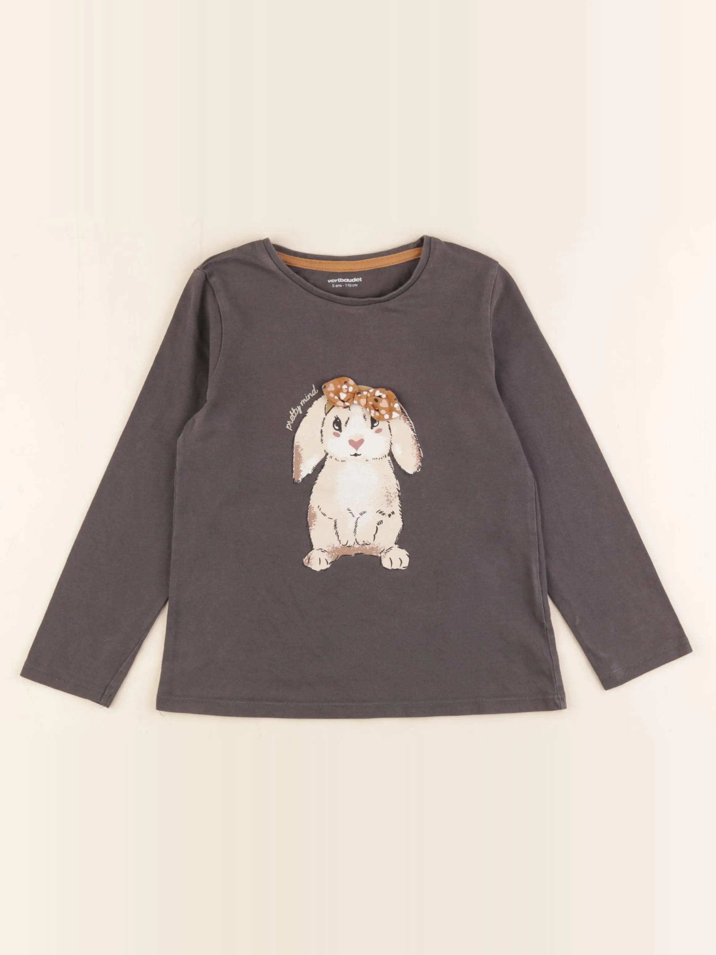 Vertbaudet - tee-shirt taupe - 5 ans