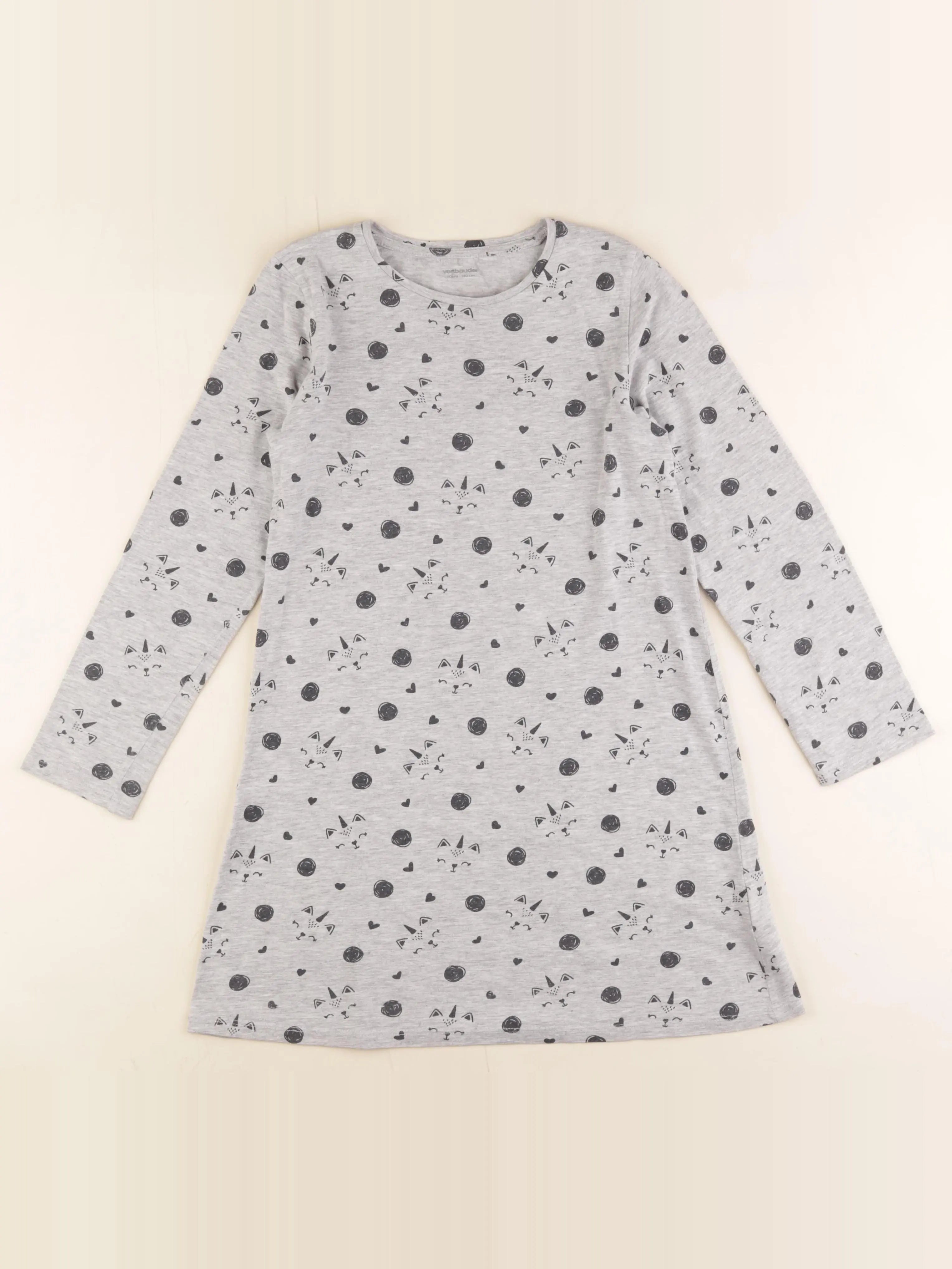 Vertbaudet - chemise de nuit coton gris - 10 ans