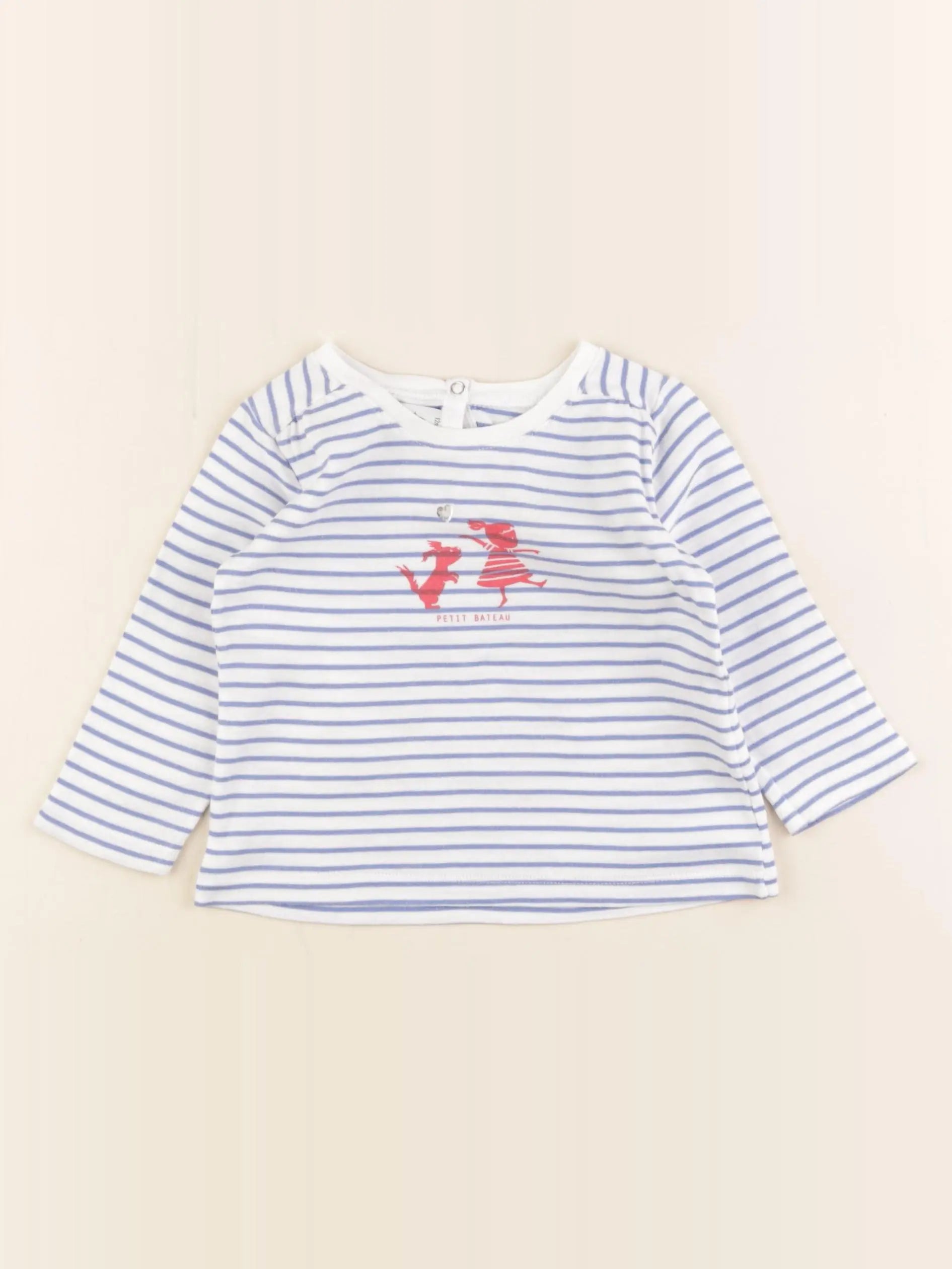 Petit Bateau - tee-shirt bleu, blanc - 12 mois