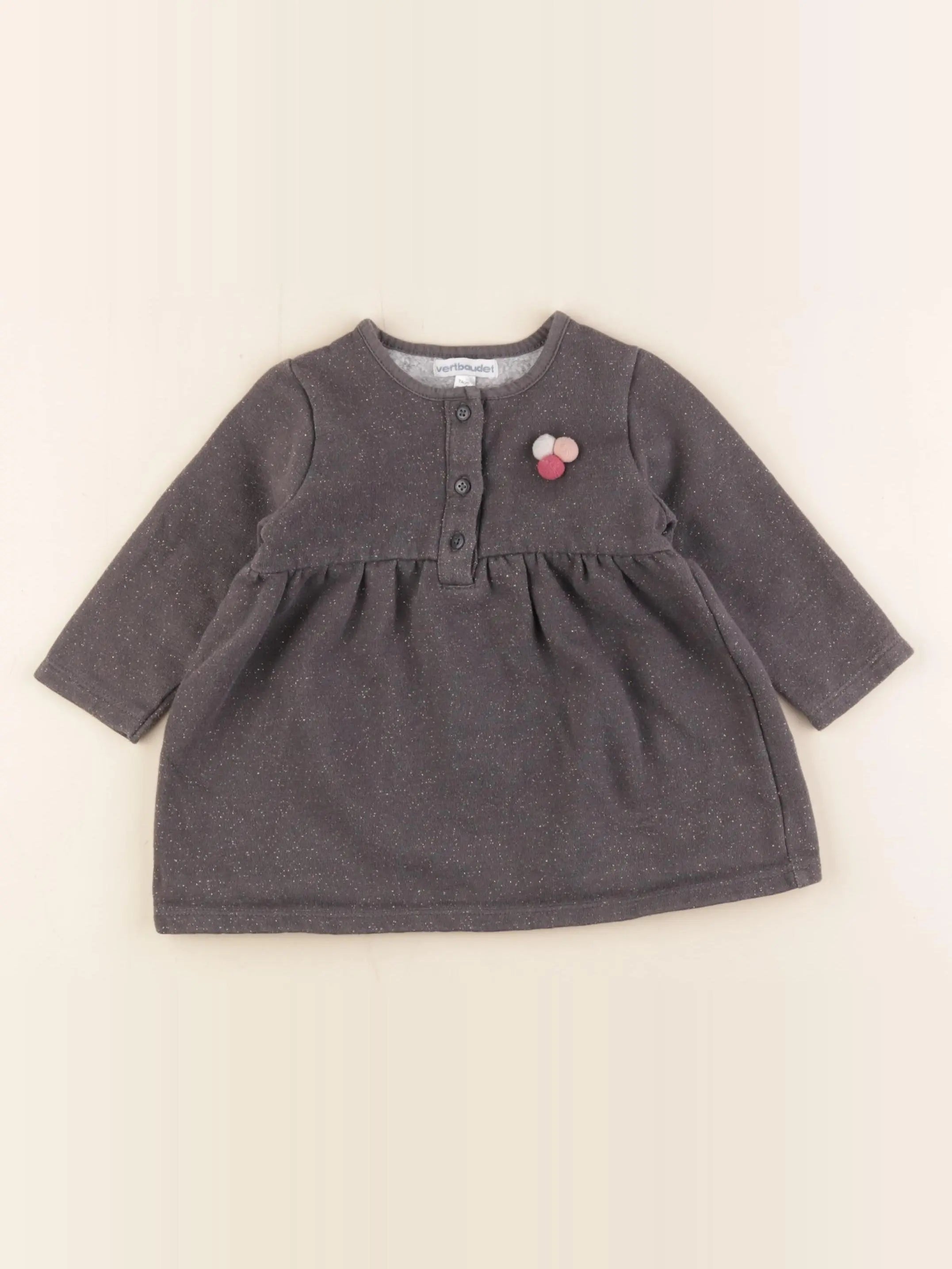Vertbaudet - robe gris, or - 12 mois
