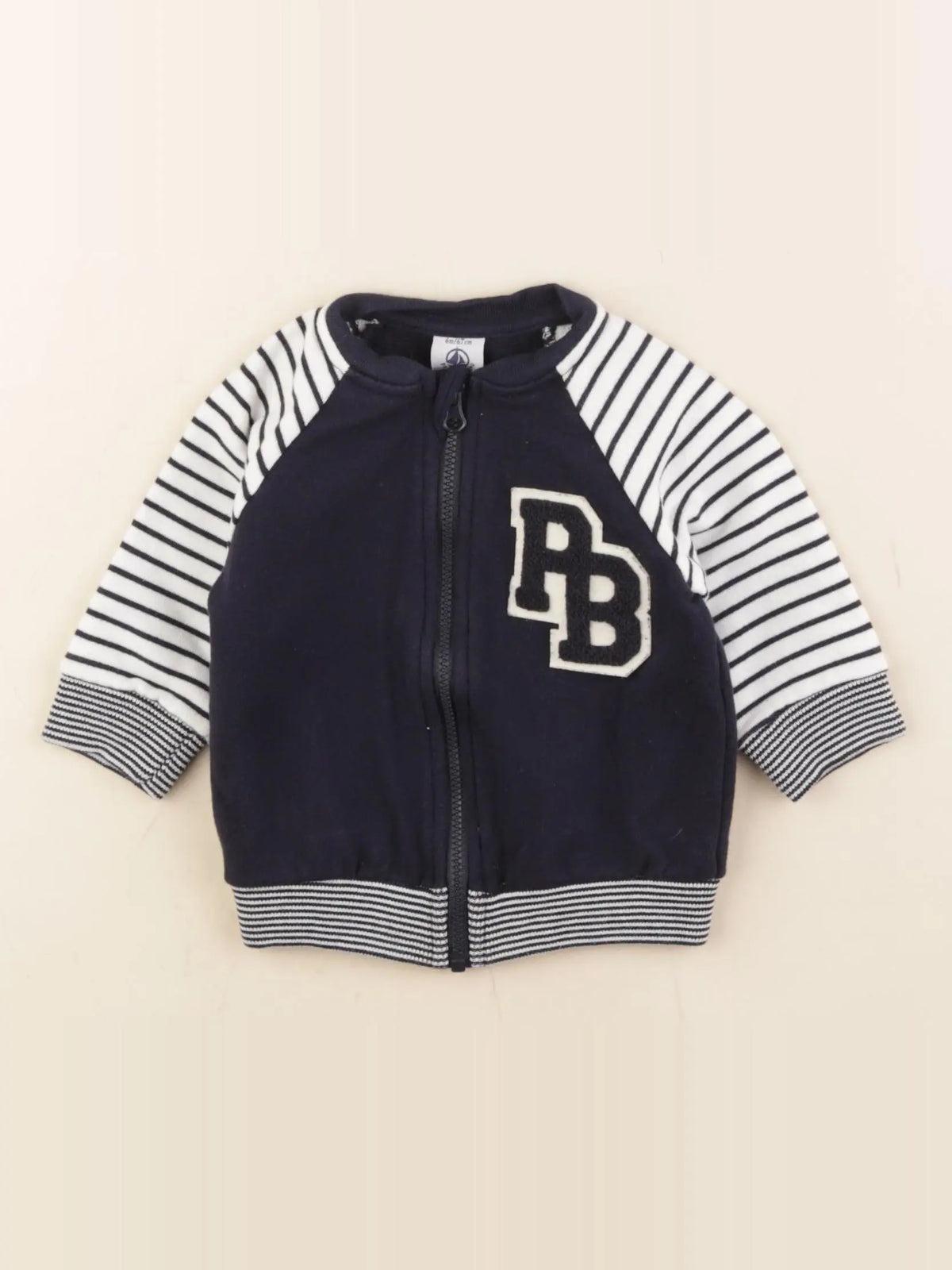Petit Bateau - sweat blanc, bleu - 6 mois