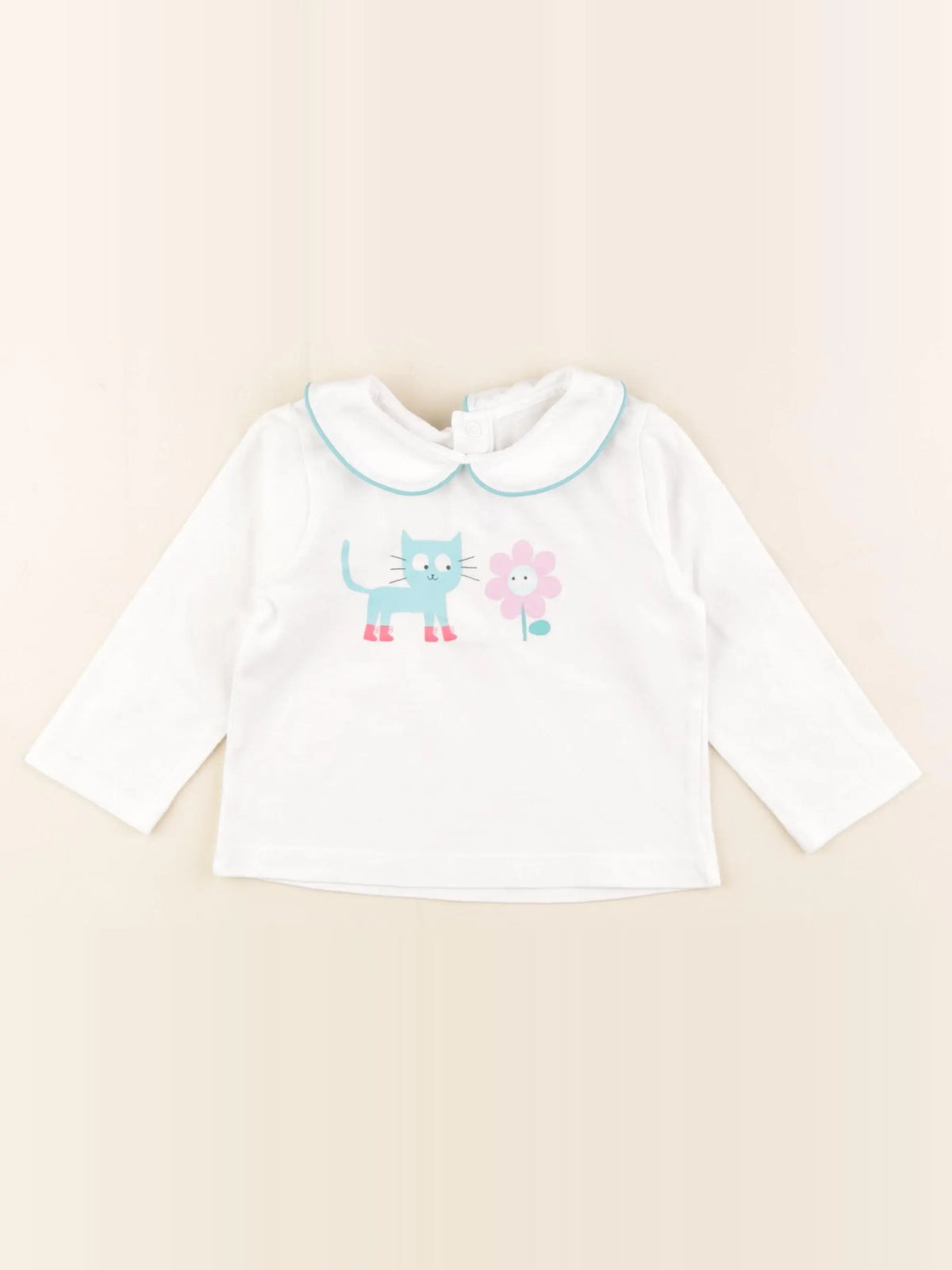 Jacadi - tee-shirt blanc, bleu - 12 mois