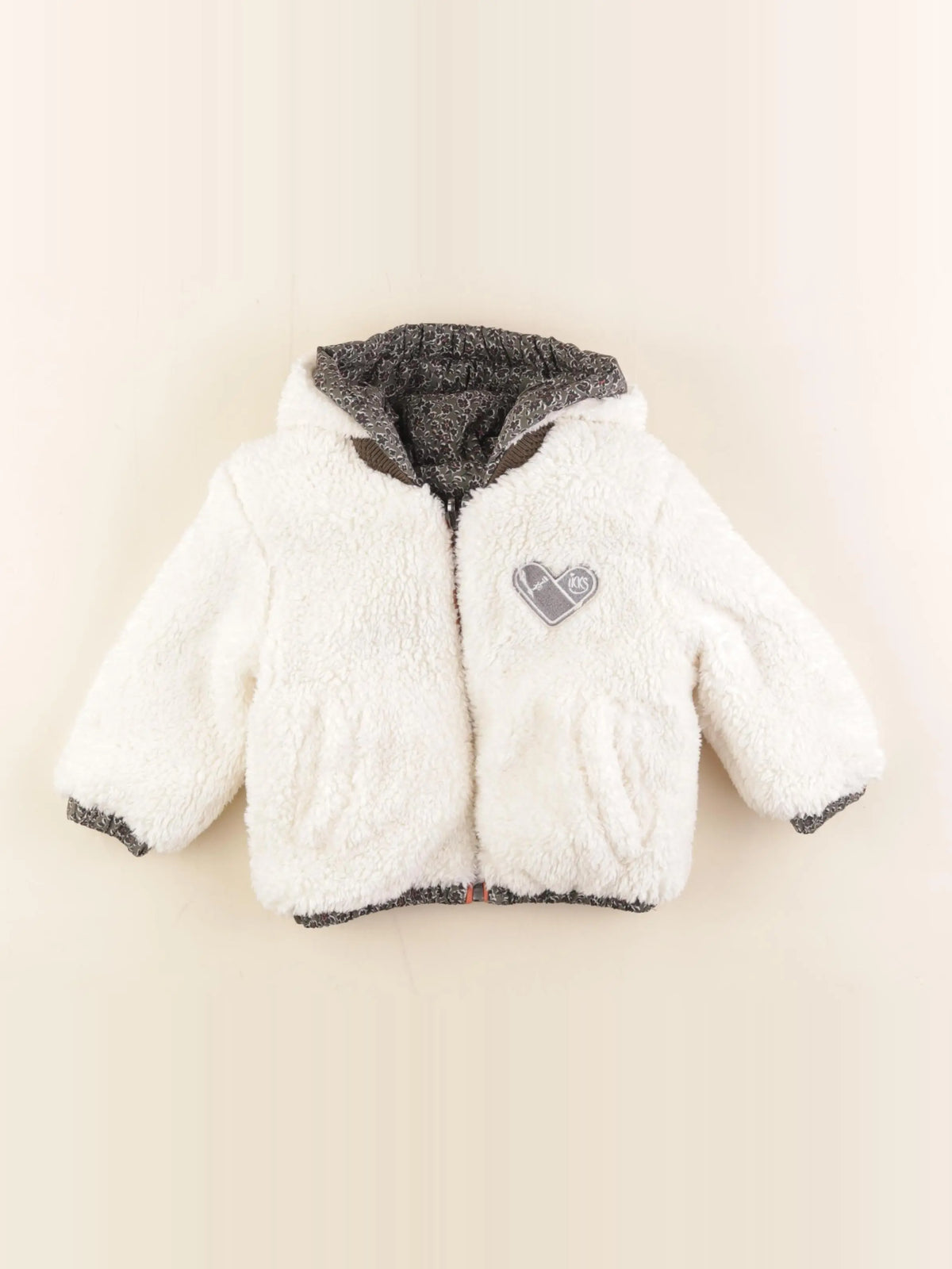 IKKS - doudoune réversible vert, beige - 18 mois