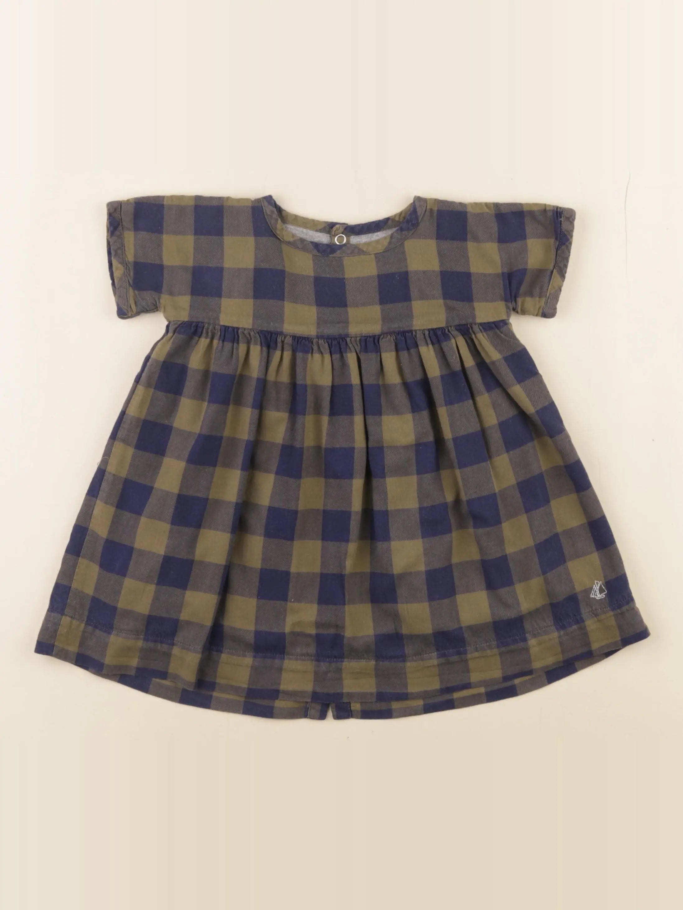 Petit Bateau - robe  bleu, vert - 12 mois