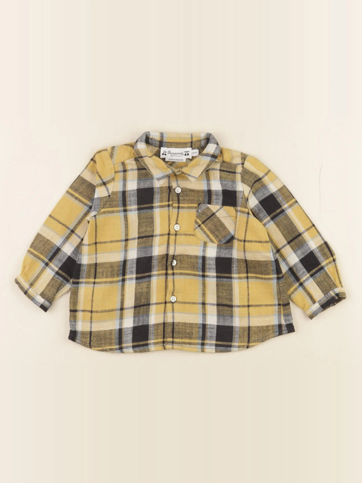 Bonpoint - chemise jaune, noir - 12 mois