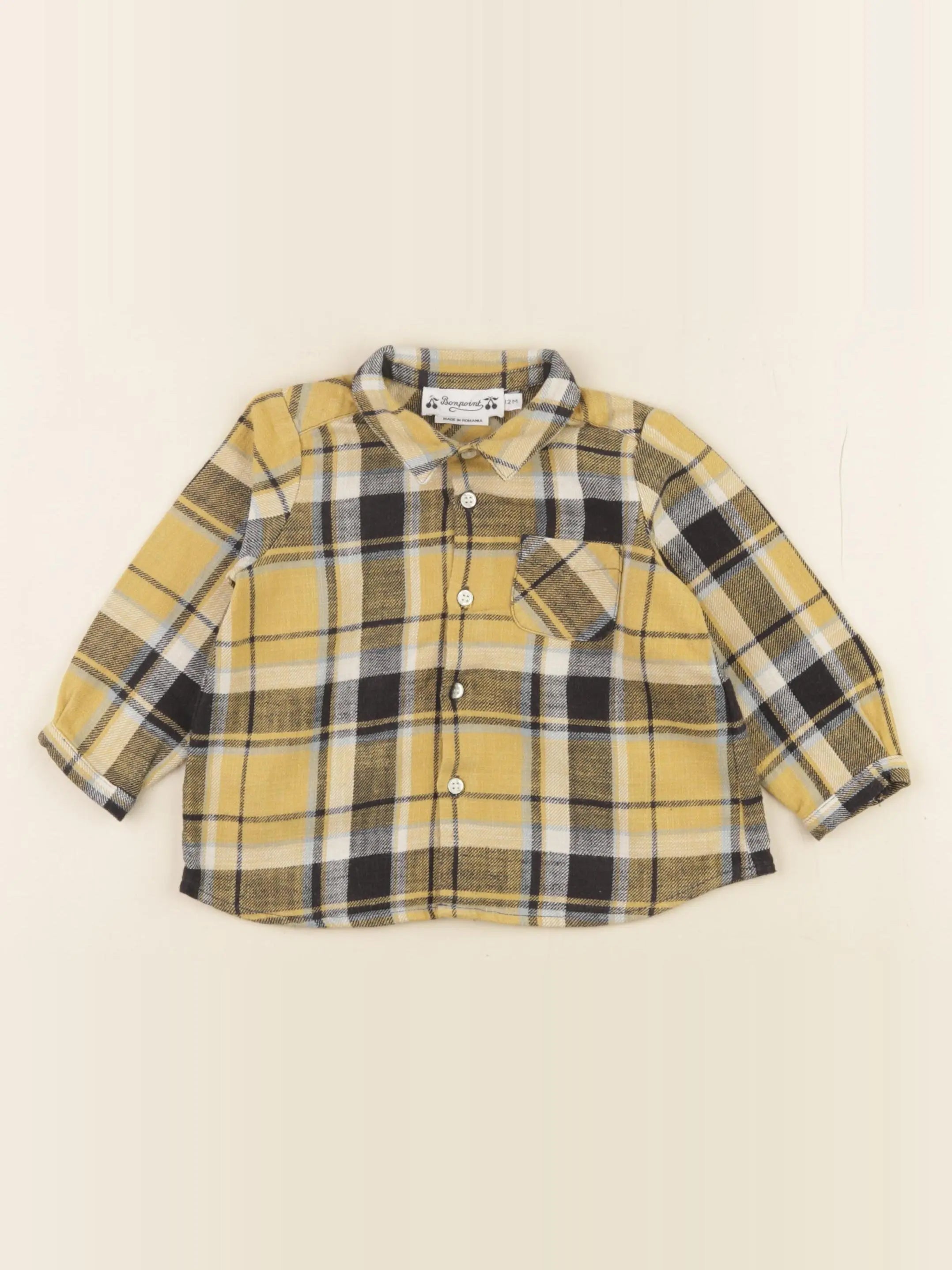 Bonpoint - chemise jaune, noir - 12 mois