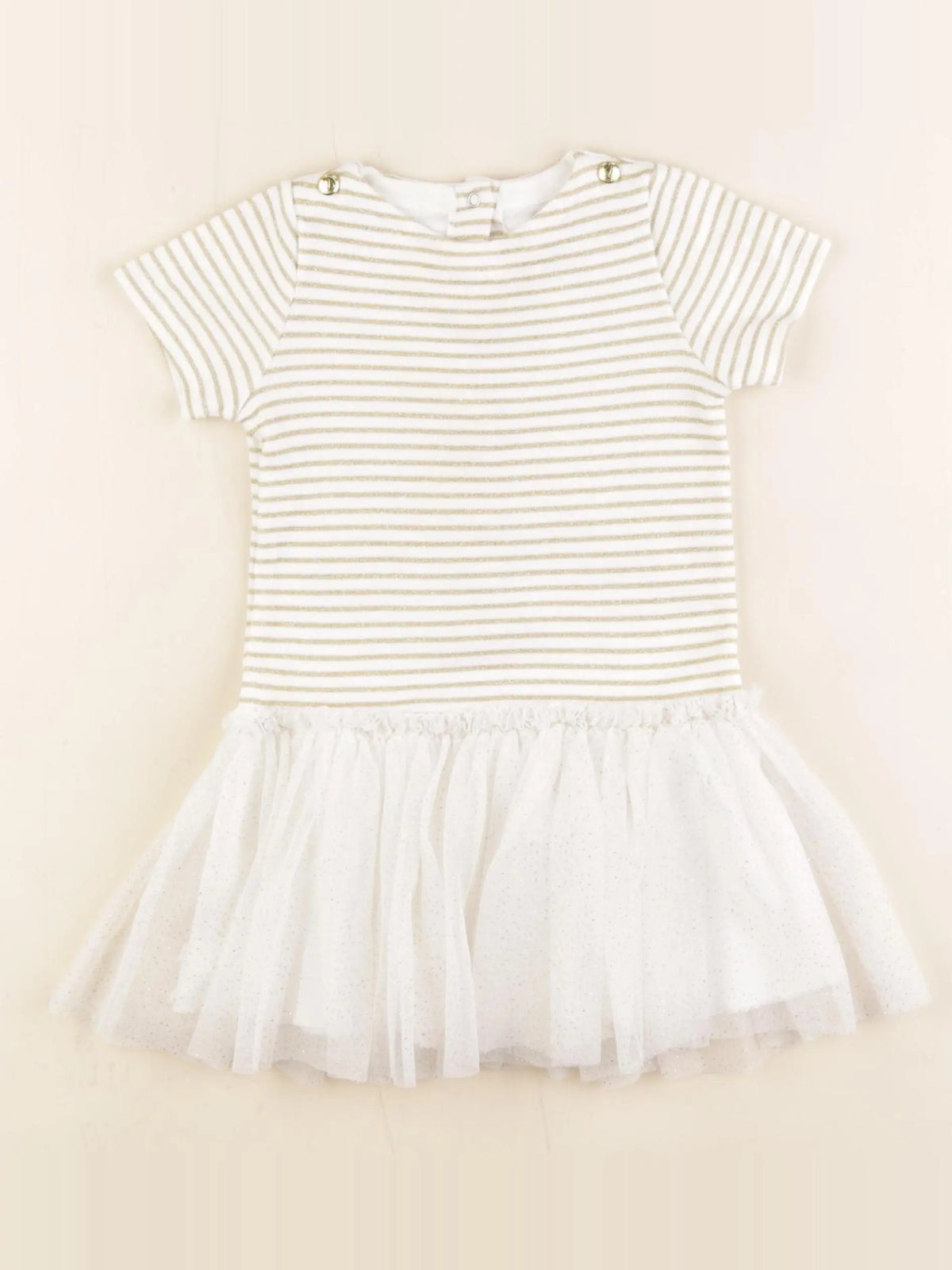 Petit Bateau - robe blanc, or - 18 mois