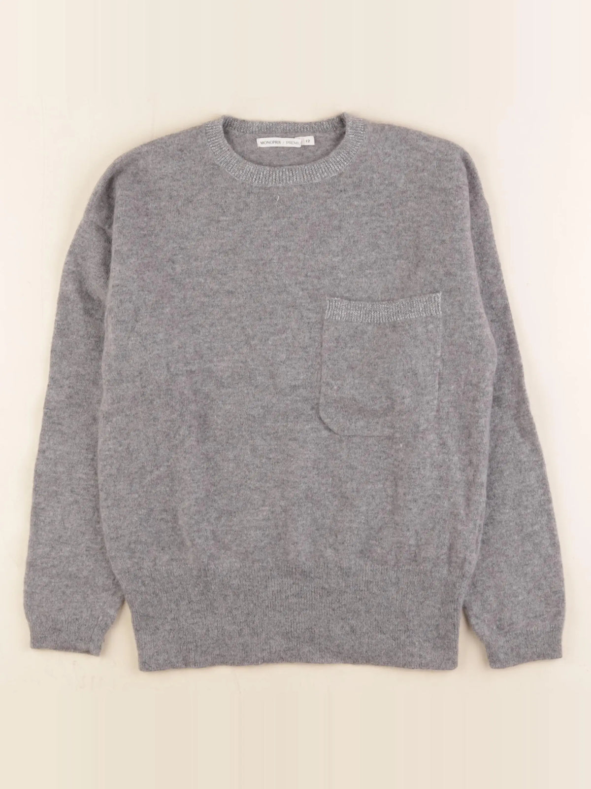 Monoprix - pull gris - 12 ans