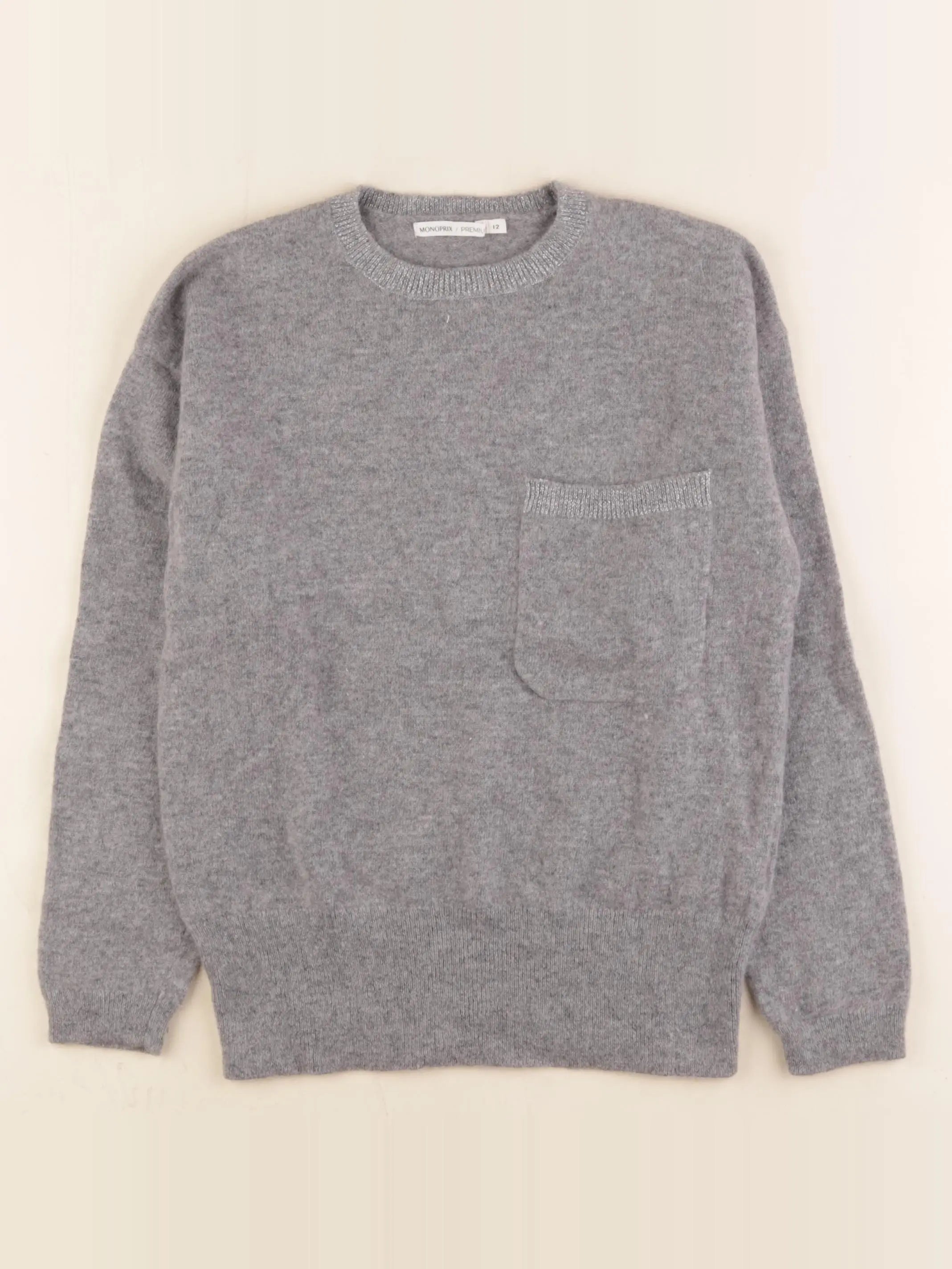 Monoprix - pull gris - 12 ans