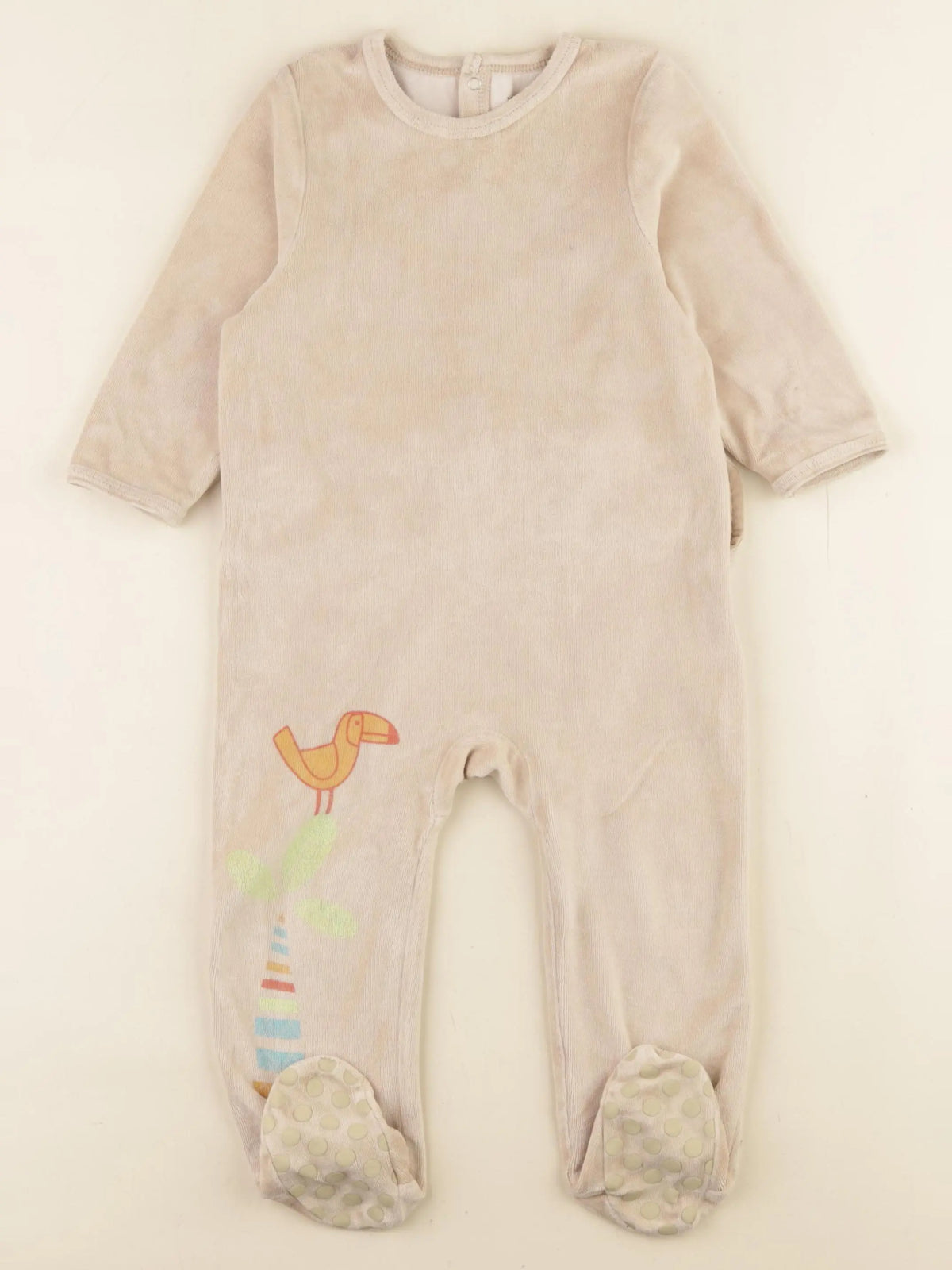 Vertbaudet - pyjama velours beige - 18 mois