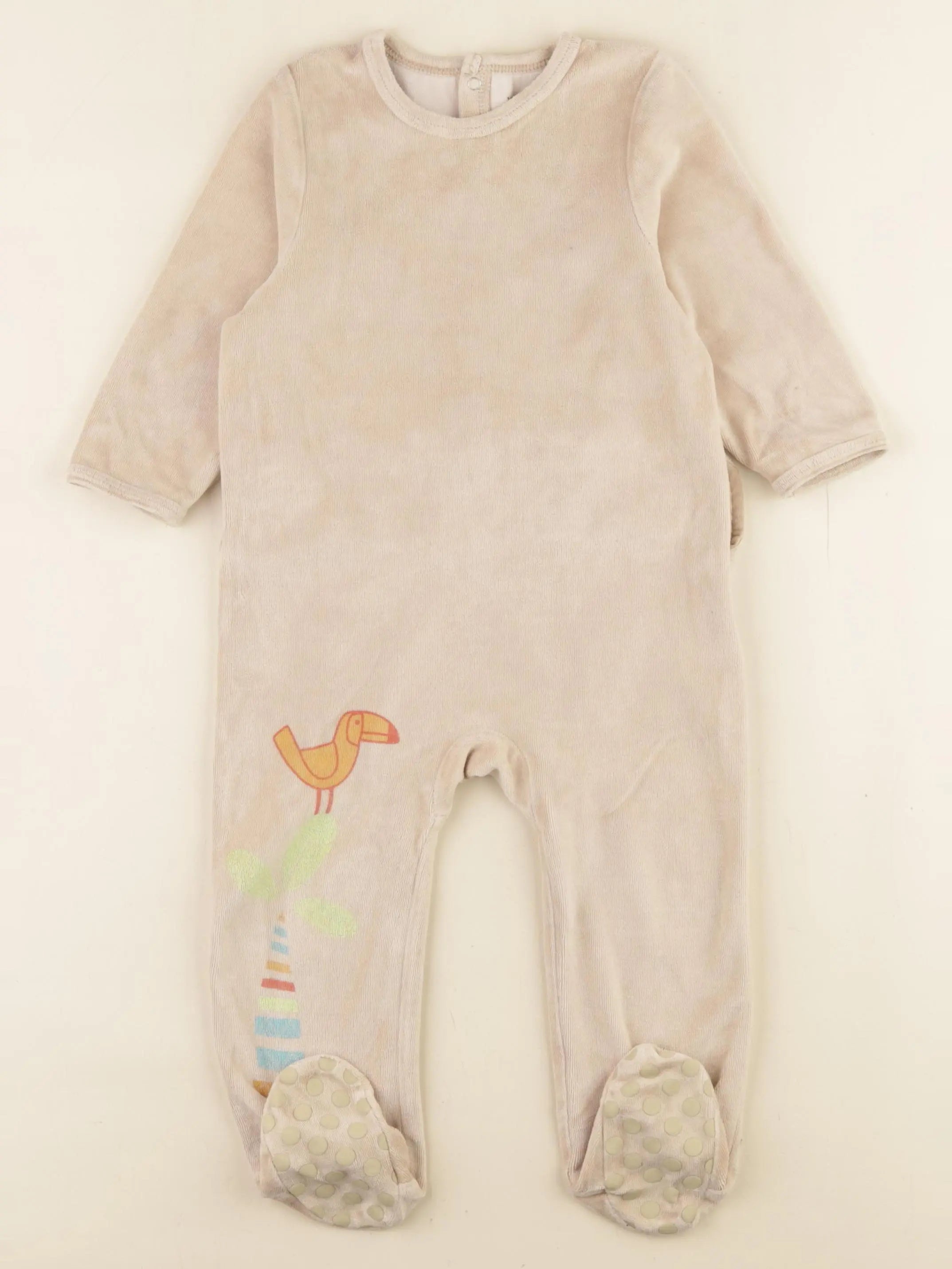 Vertbaudet - pyjama velours beige - 18 mois