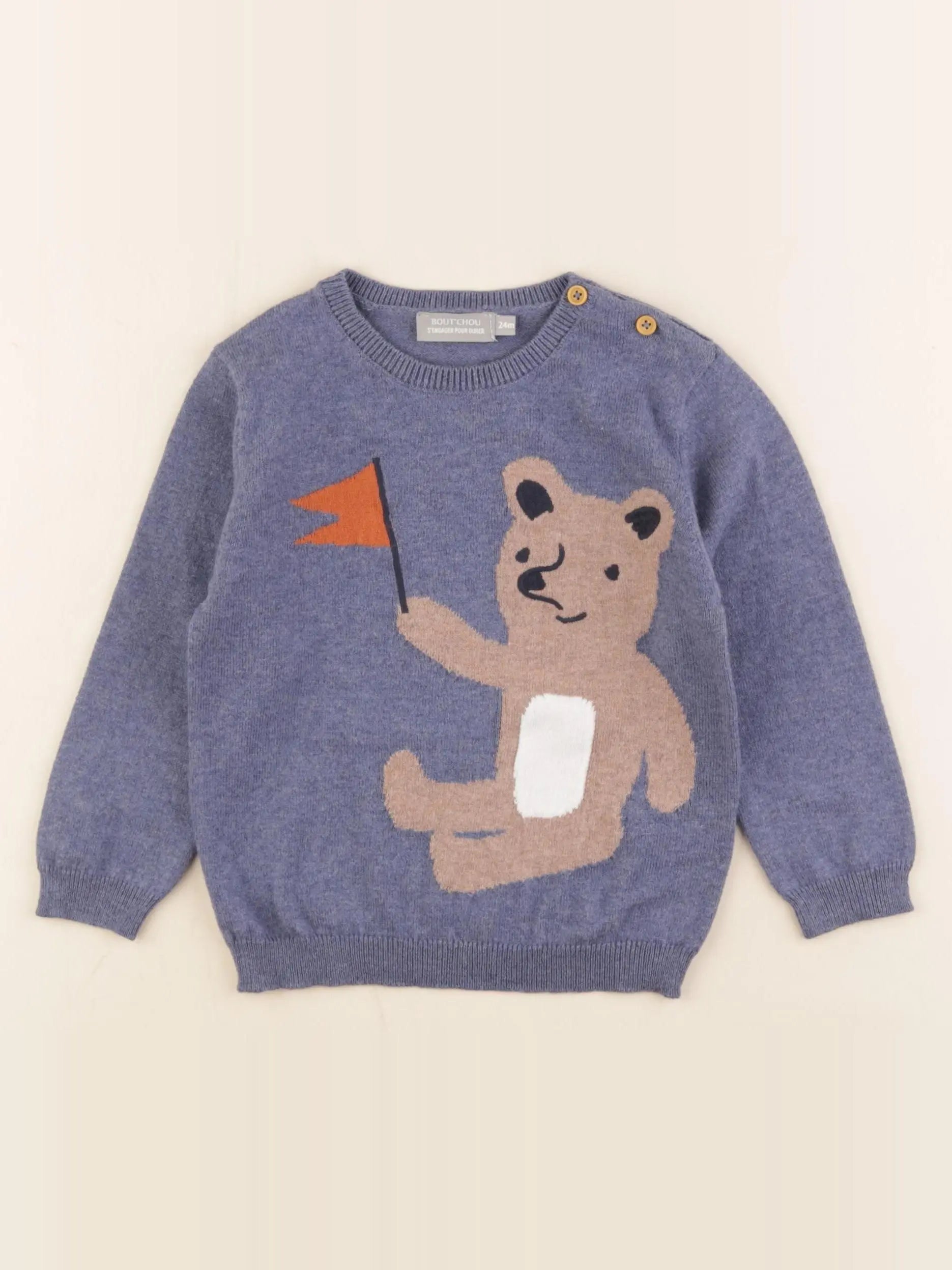Boutchou - pull bleu - 24 mois