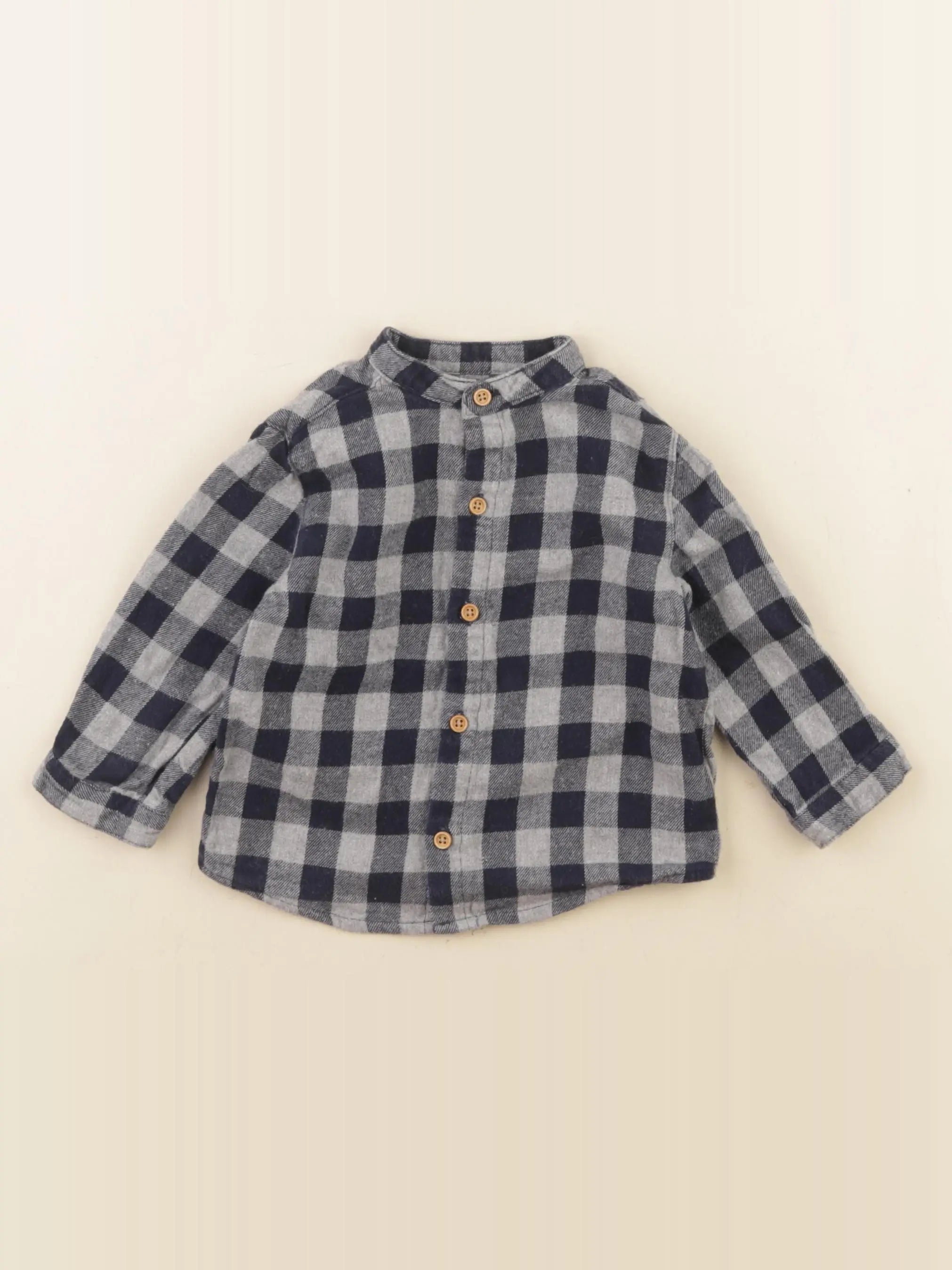 Boutchou - chemise bleu, gris - 9 mois