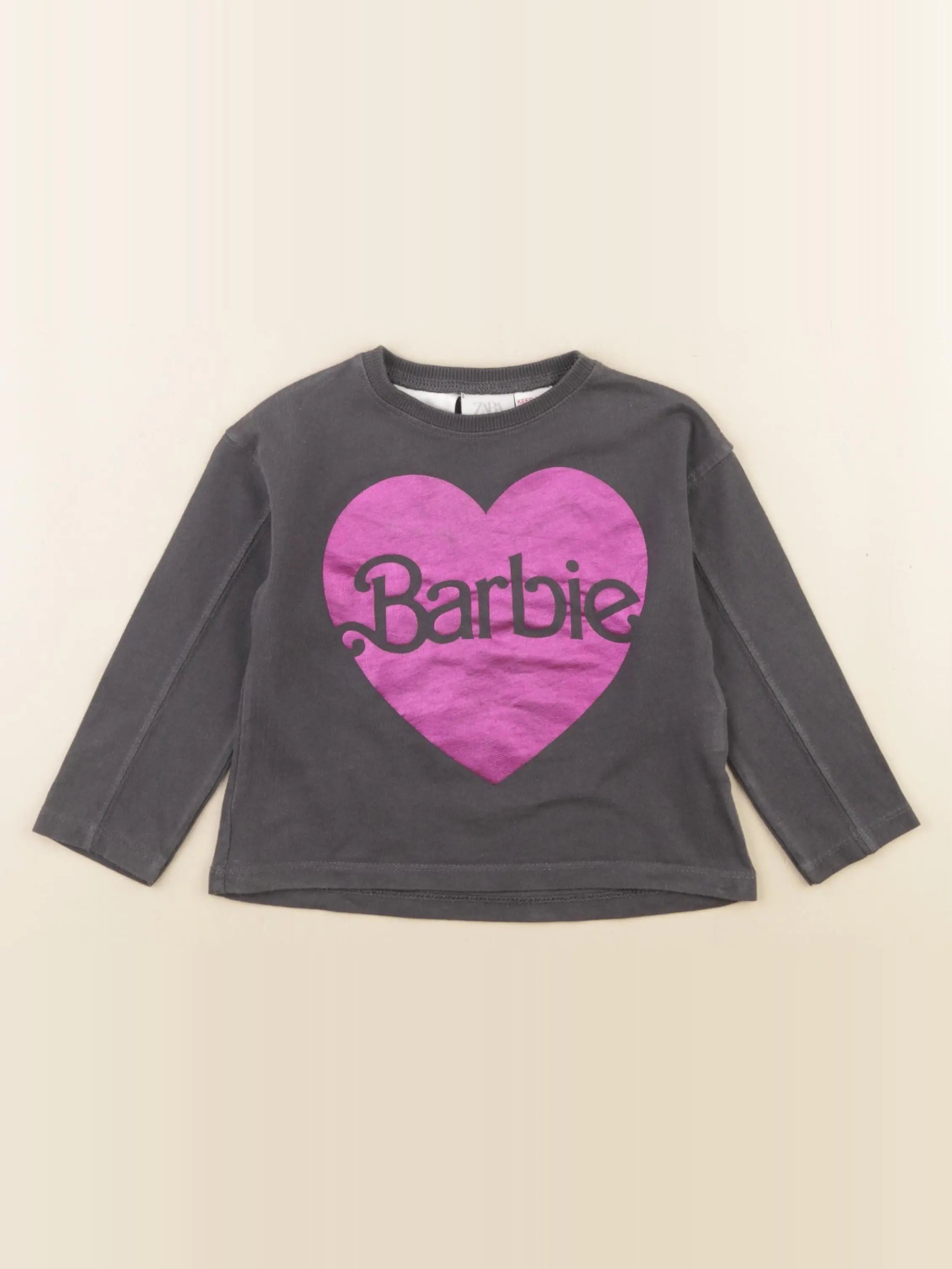Zara - tee-shirt gris, rose - 2 ans