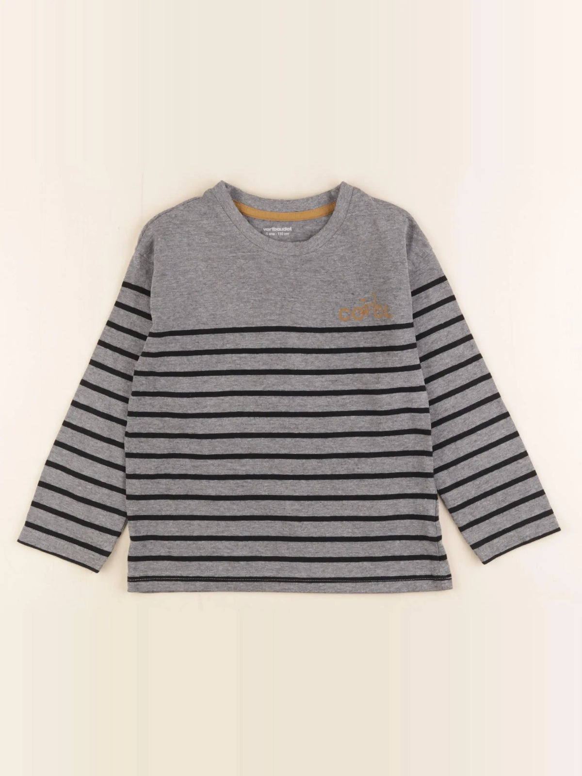 Vertbaudet - tee-shirt gris, noir - 5 ans