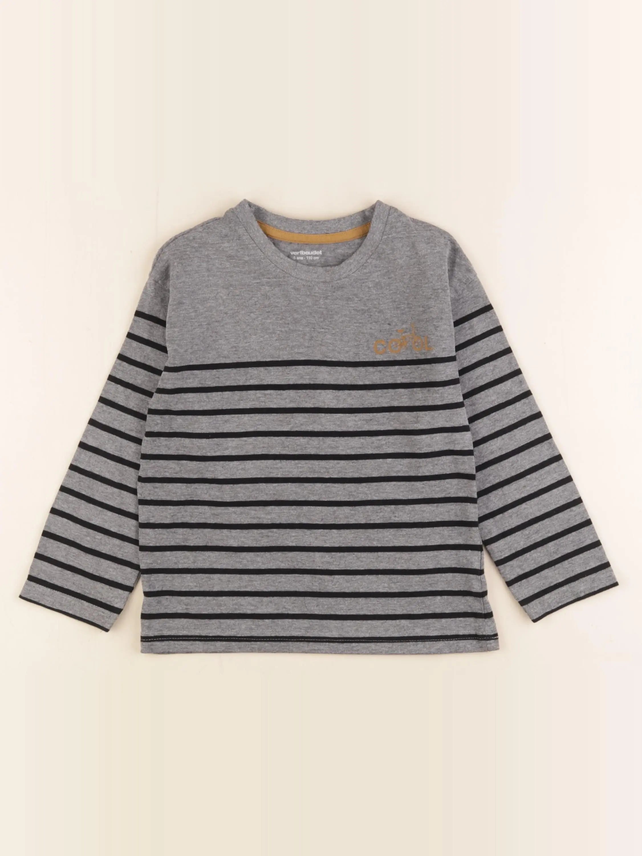 Vertbaudet - tee-shirt gris, noir - 5 ans