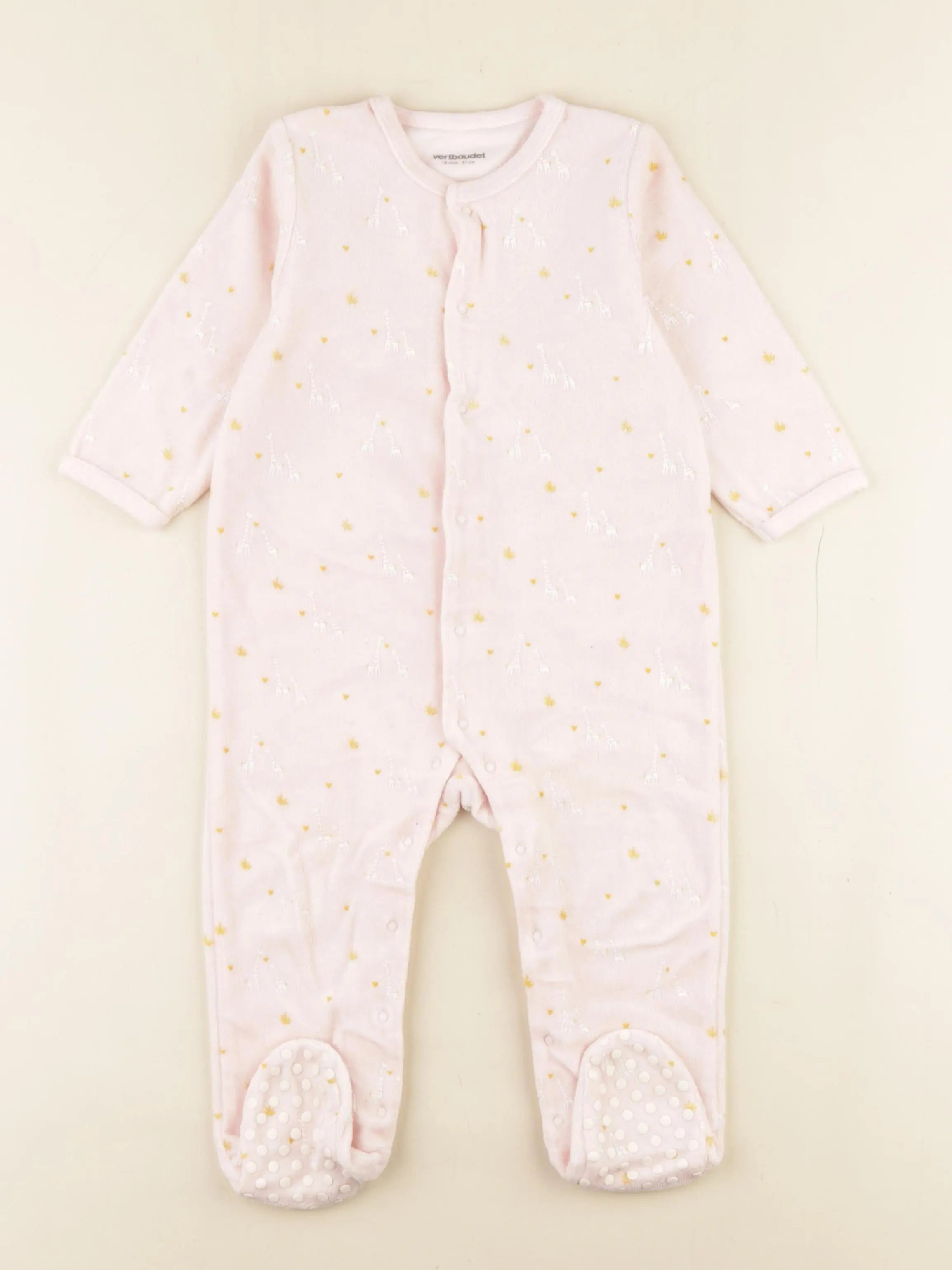 Vertbaudet - pyjama velours rose - 18 mois