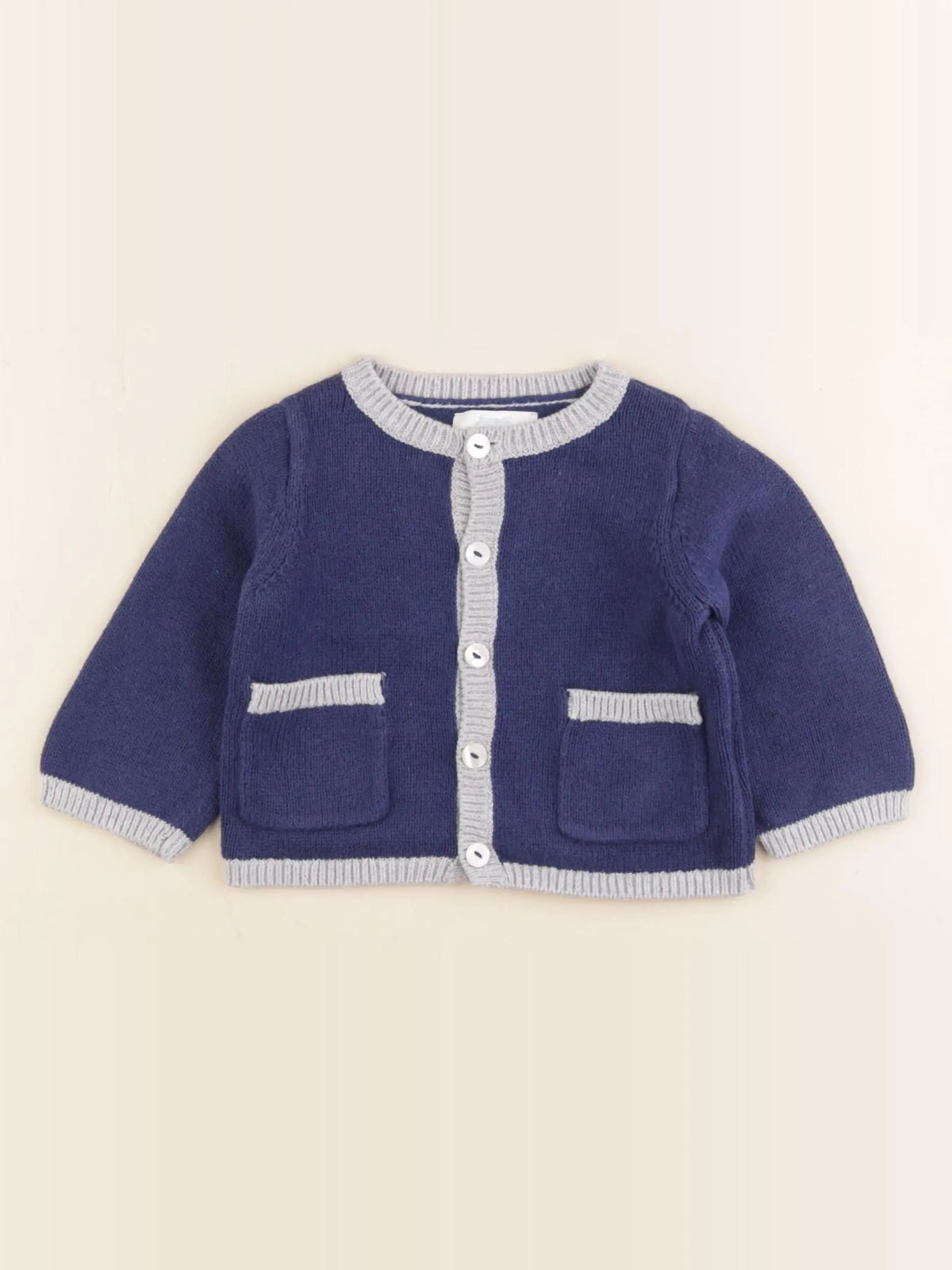 Jacadi - gilet bleu, gris - 6 mois