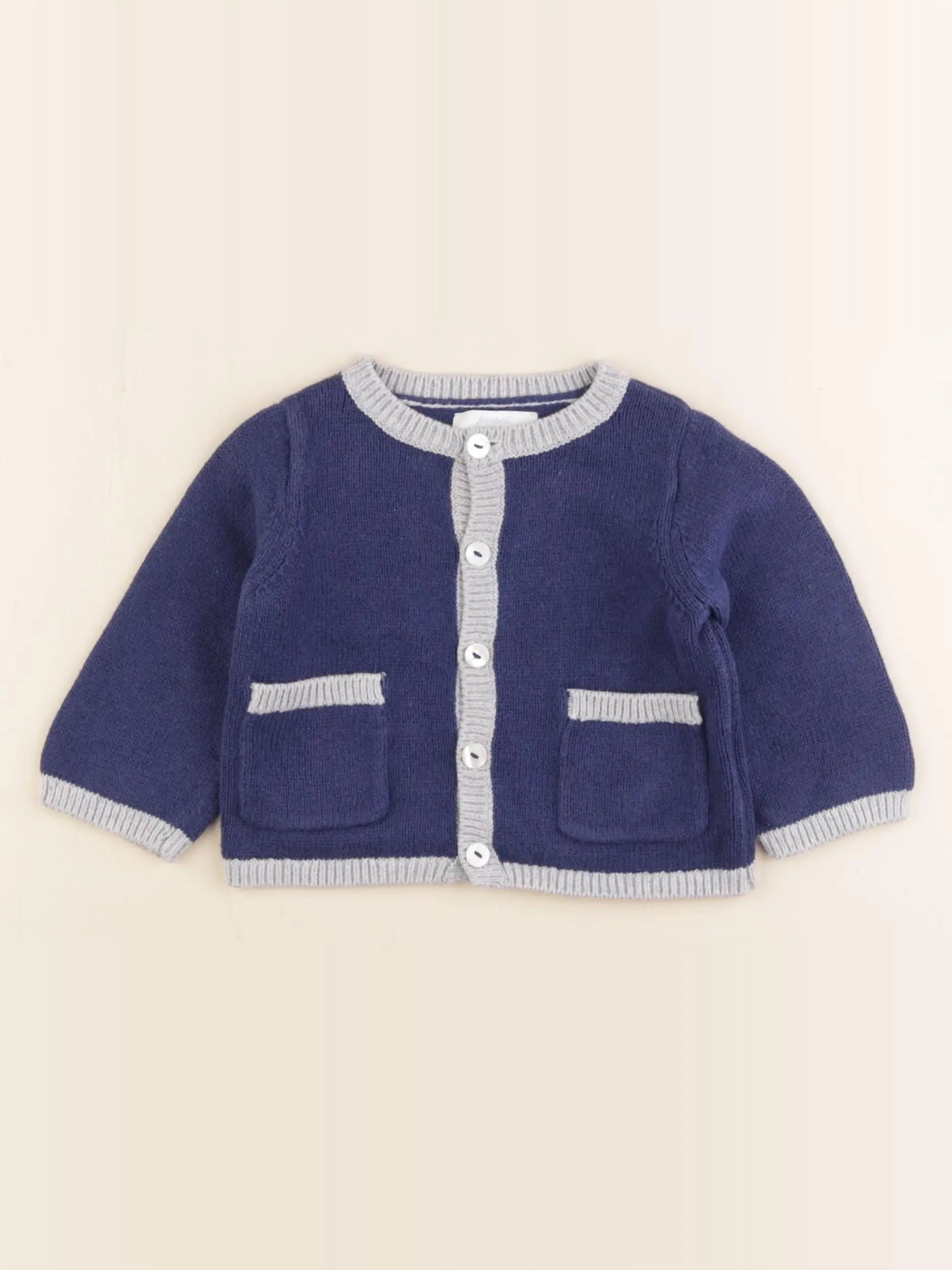 Jacadi - gilet bleu, gris - 6 mois