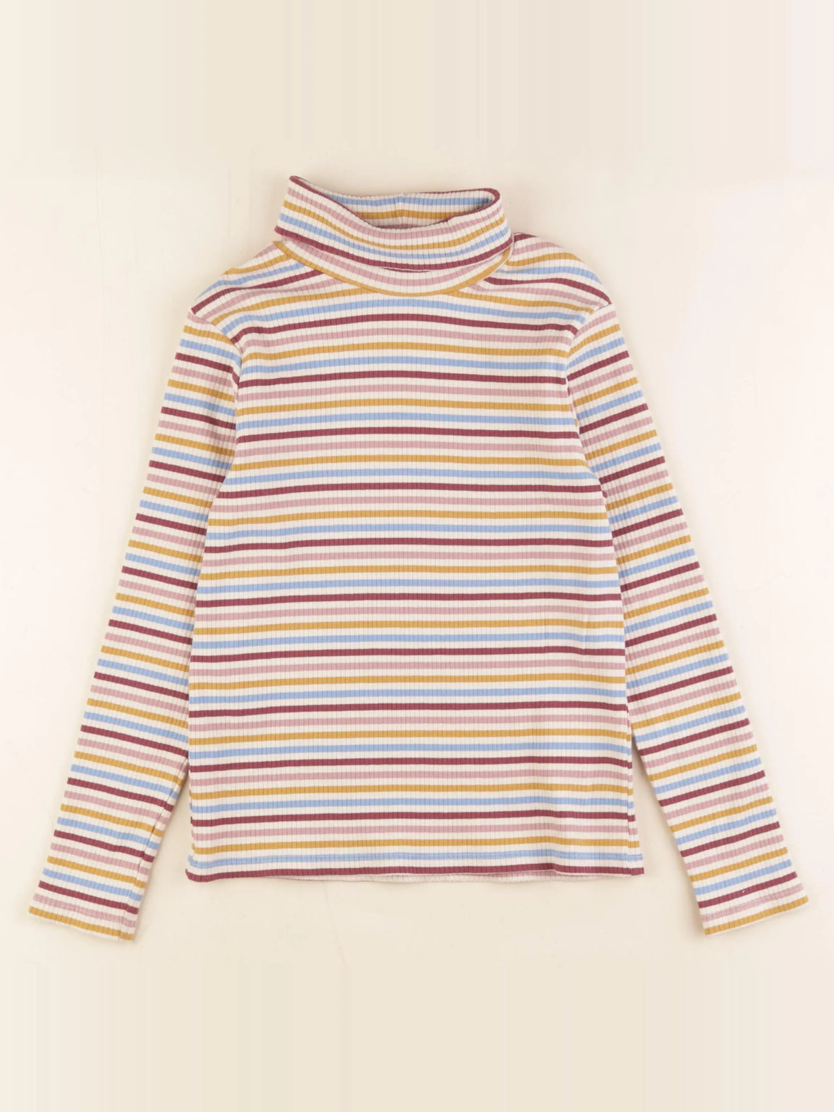 Vertbaudet - sous-pull coton beige, multicolore - 8 ans