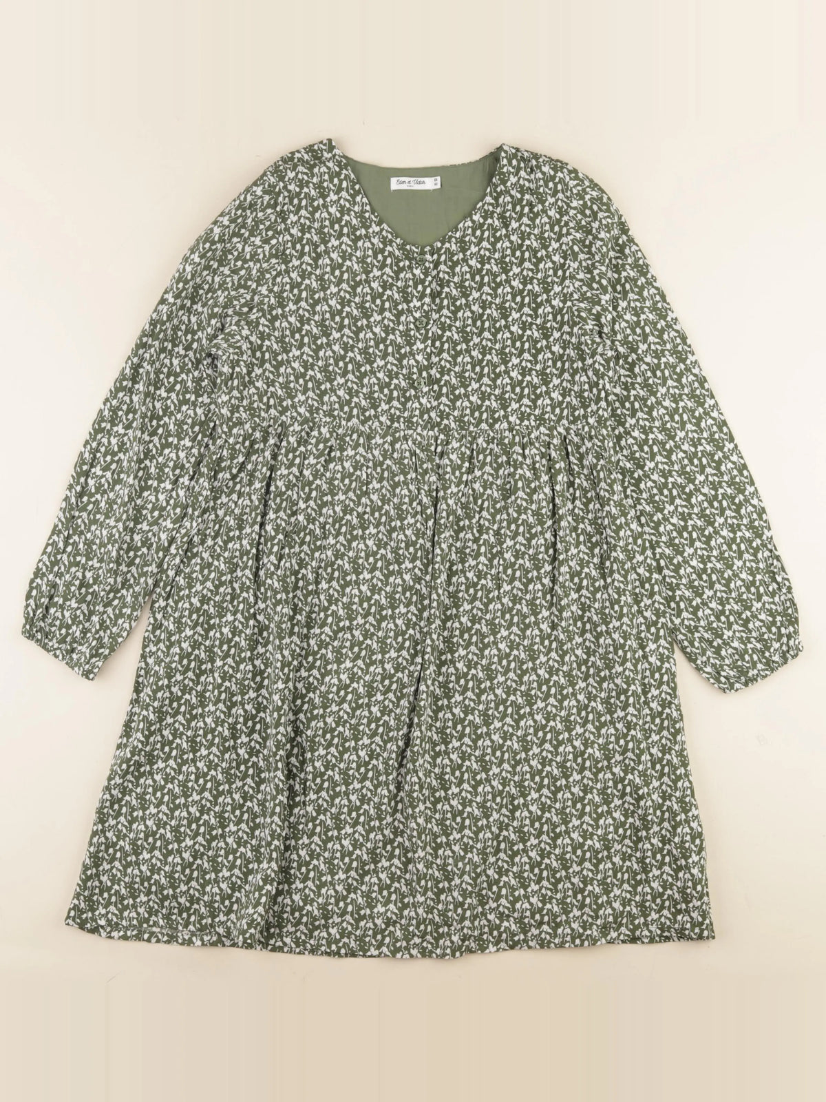 Eden & Victor - robe vert, blanc - 10 ans