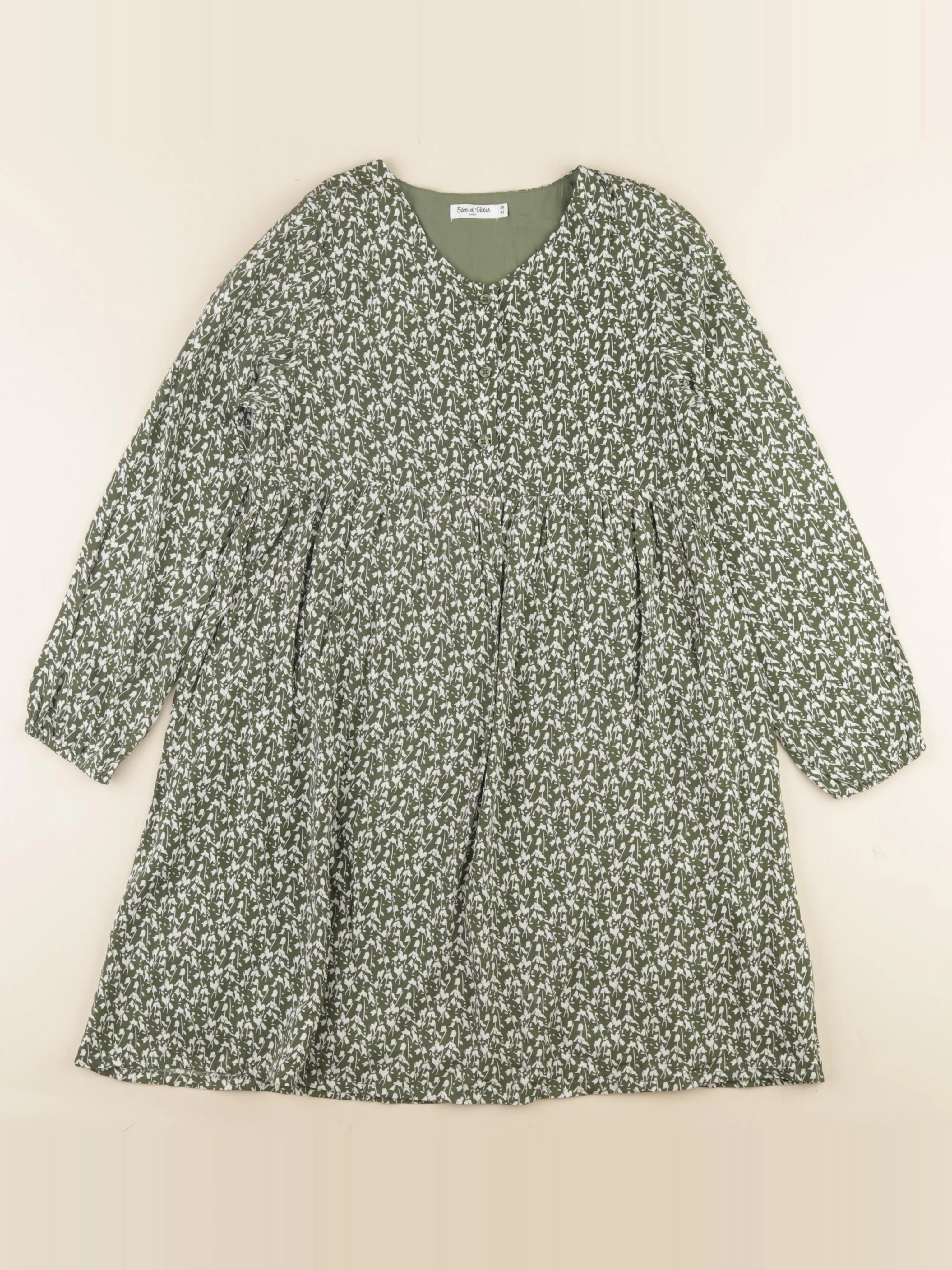Eden & Victor - robe vert, blanc - 10 ans