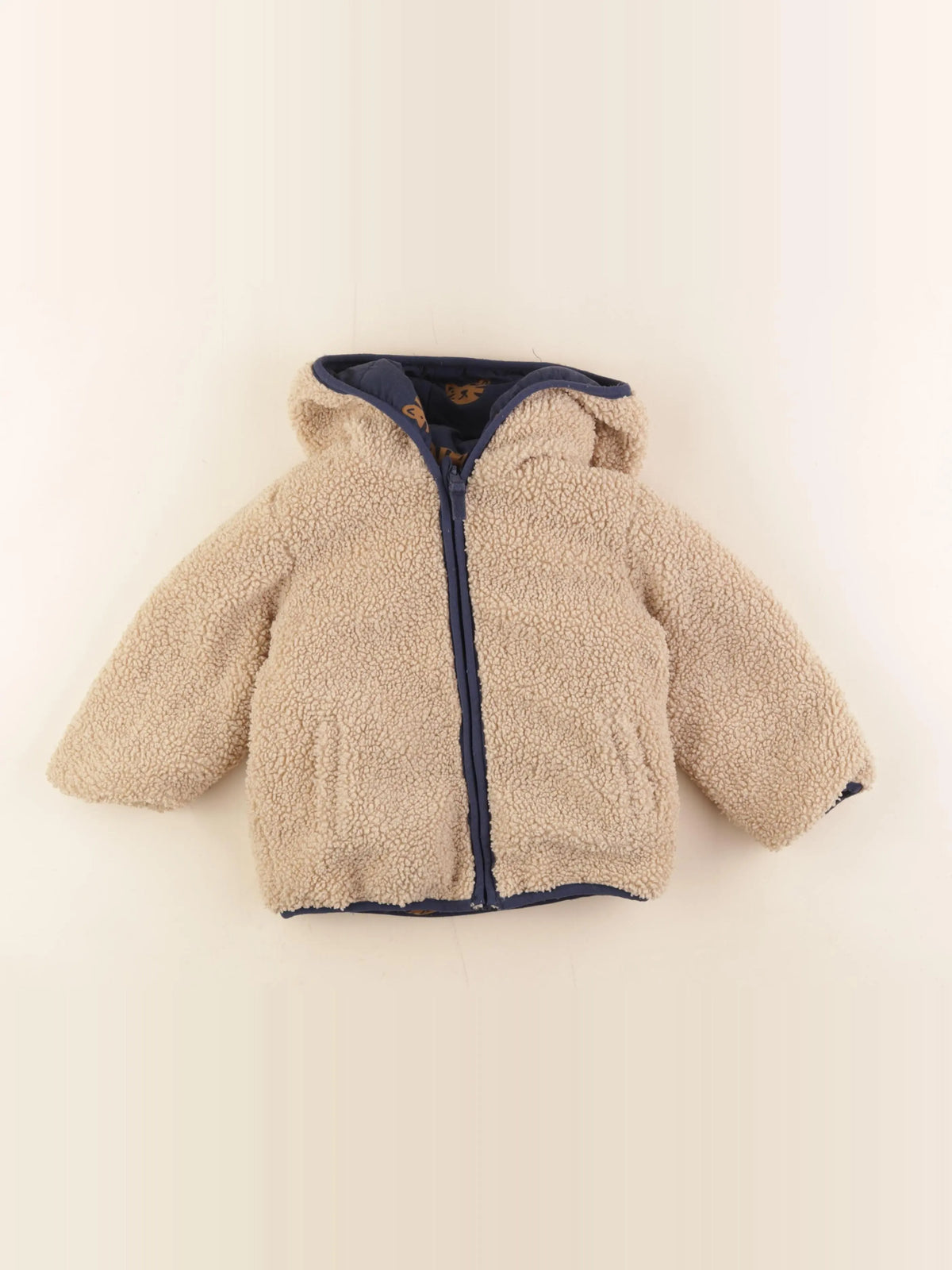 Tape à l'oeil - doudoune réversible bleu, beige - 24 mois