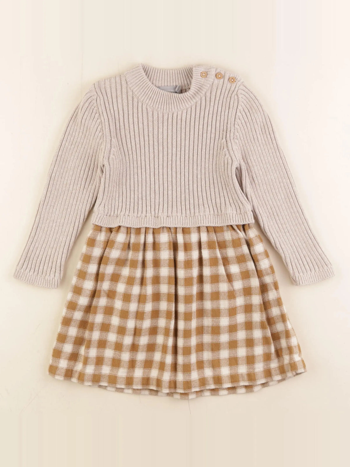 Boutchou - robe beige, jaune - 24 mois