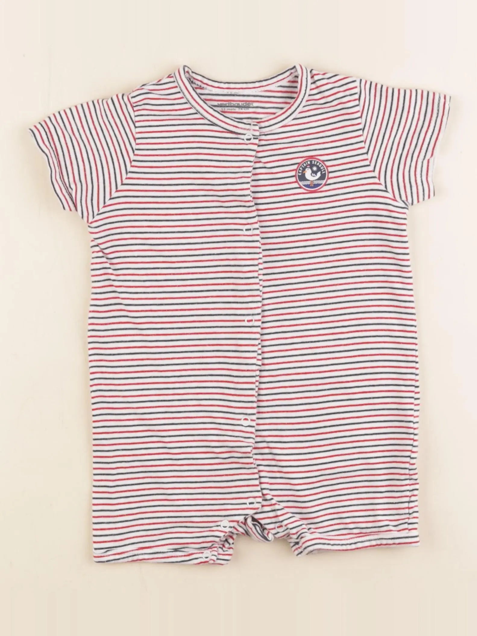 Vertbaudet - pyjama coton blanc, rouge, bleu - 12 mois