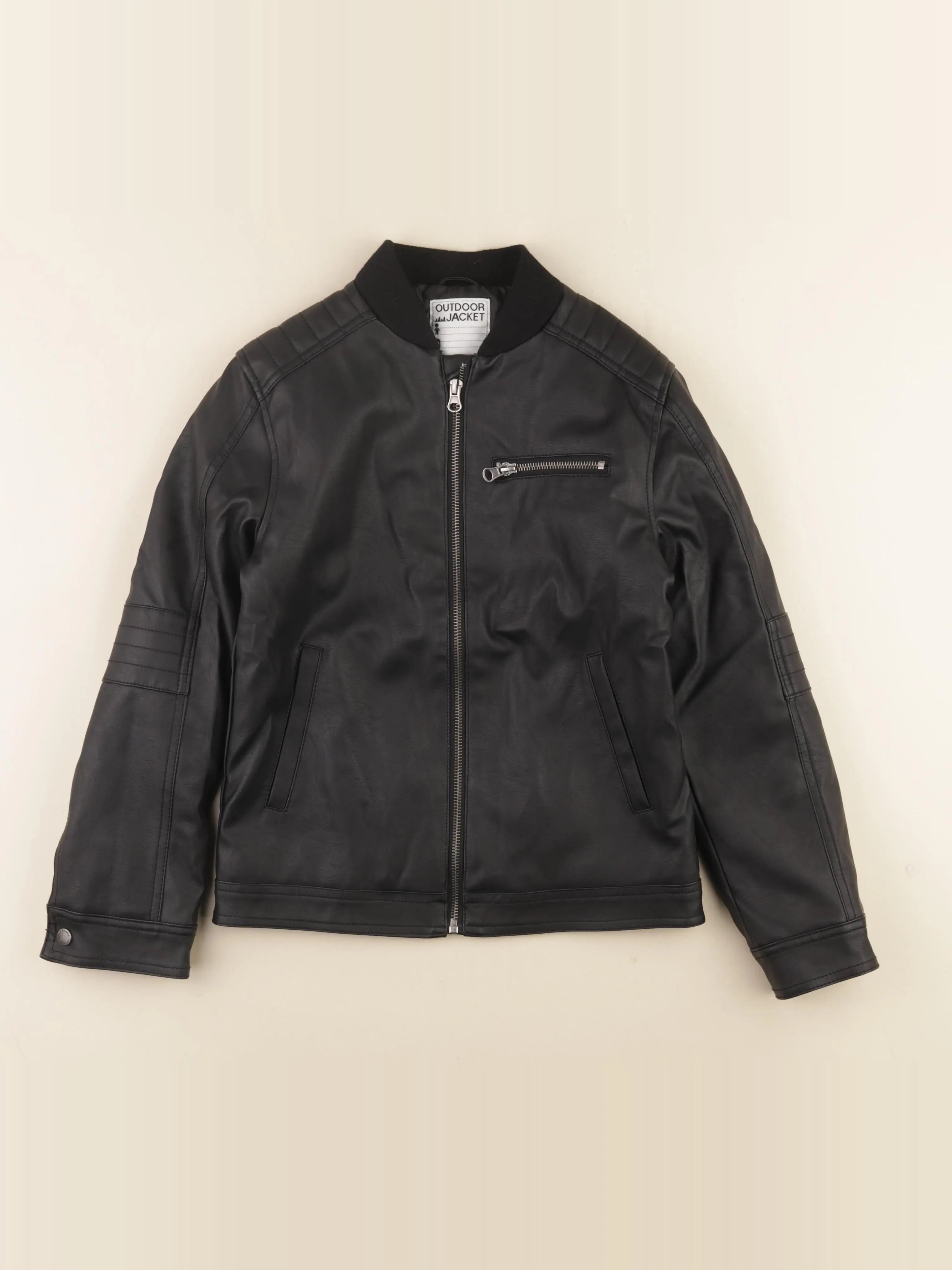 Vertbaudet - veste simili cuir noir - 10 ans