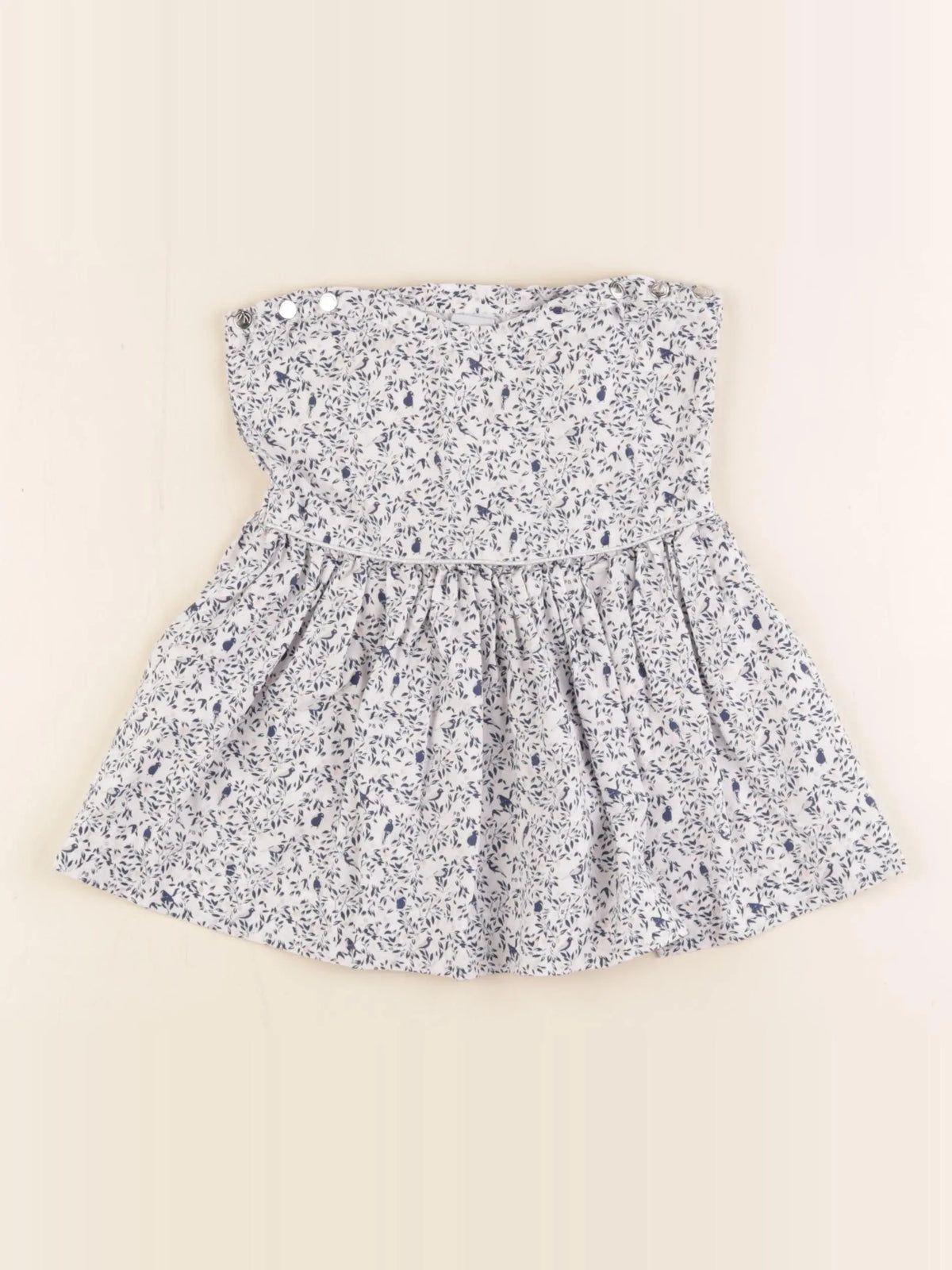 Petit Bateau - robe blanc, bleu - 3 mois