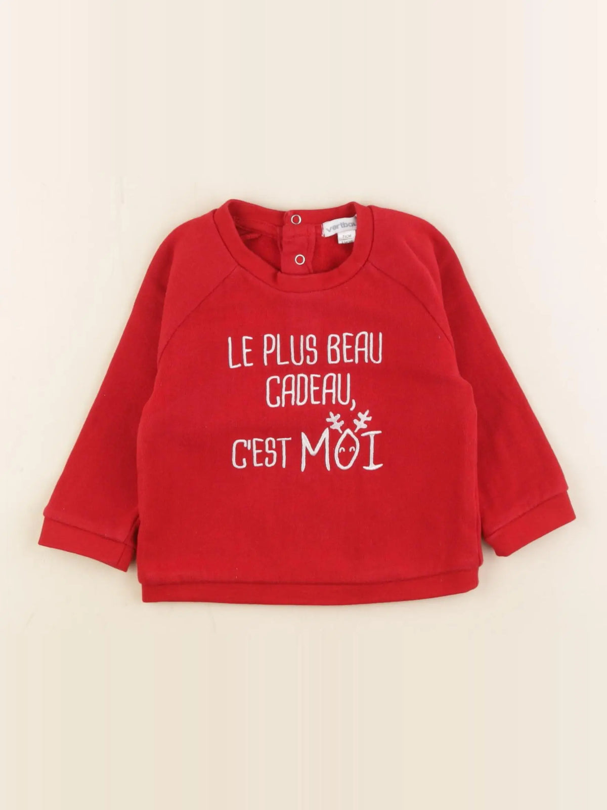 Vertbaudet - sweat rouge - 9 mois