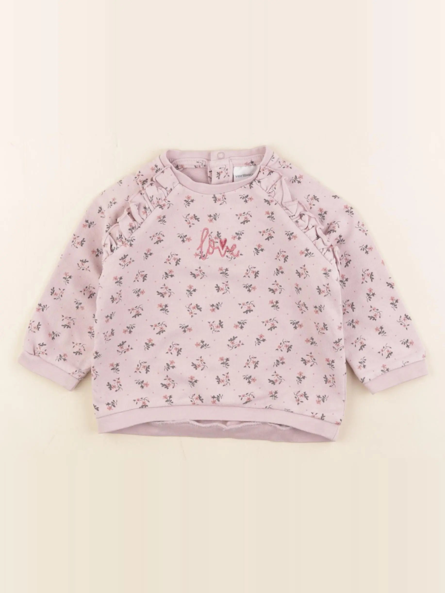 Vertbaudet - sweat rose - 9 mois