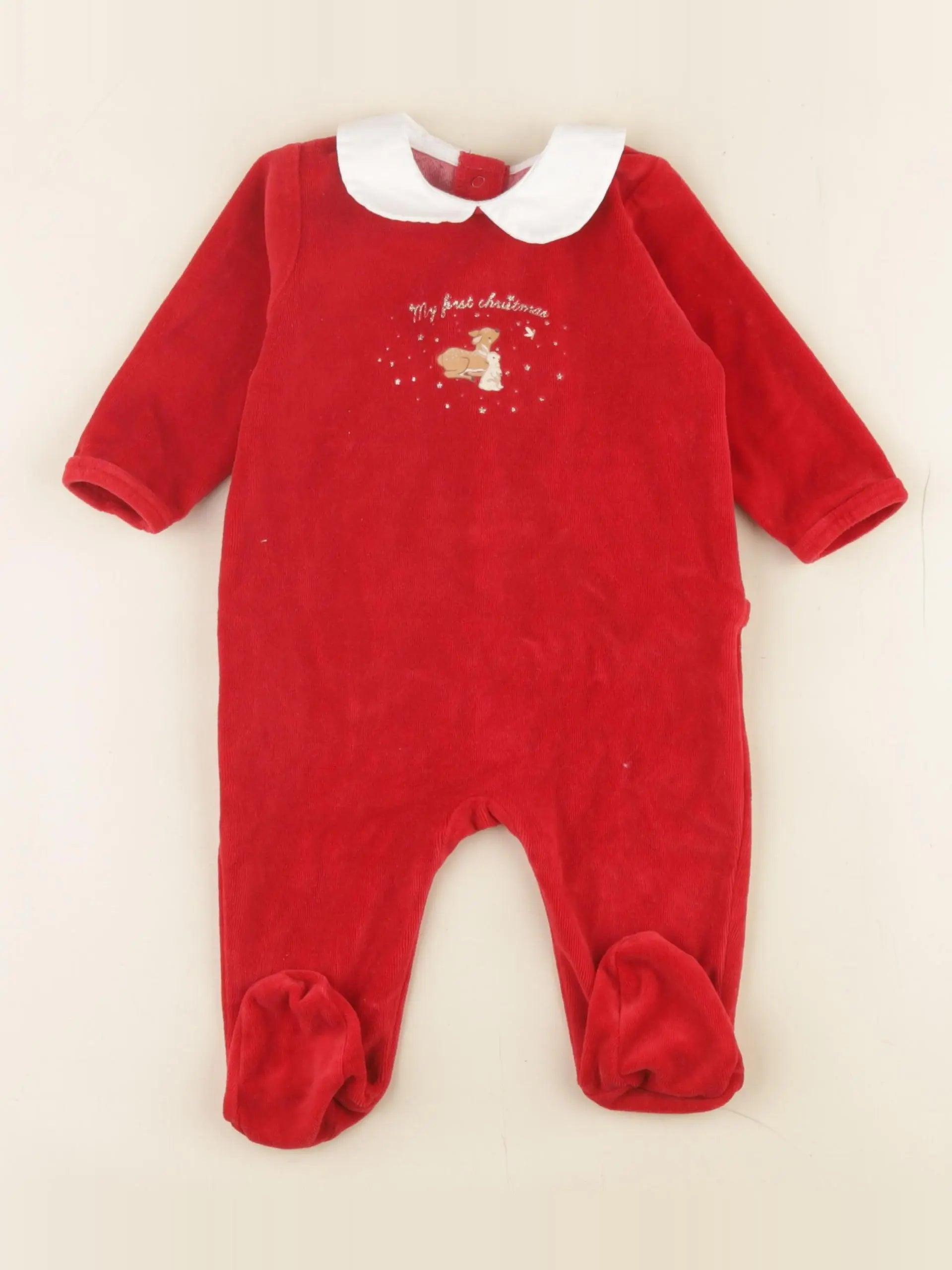 Vertbaudet - pyjama velours rouge - 6 mois