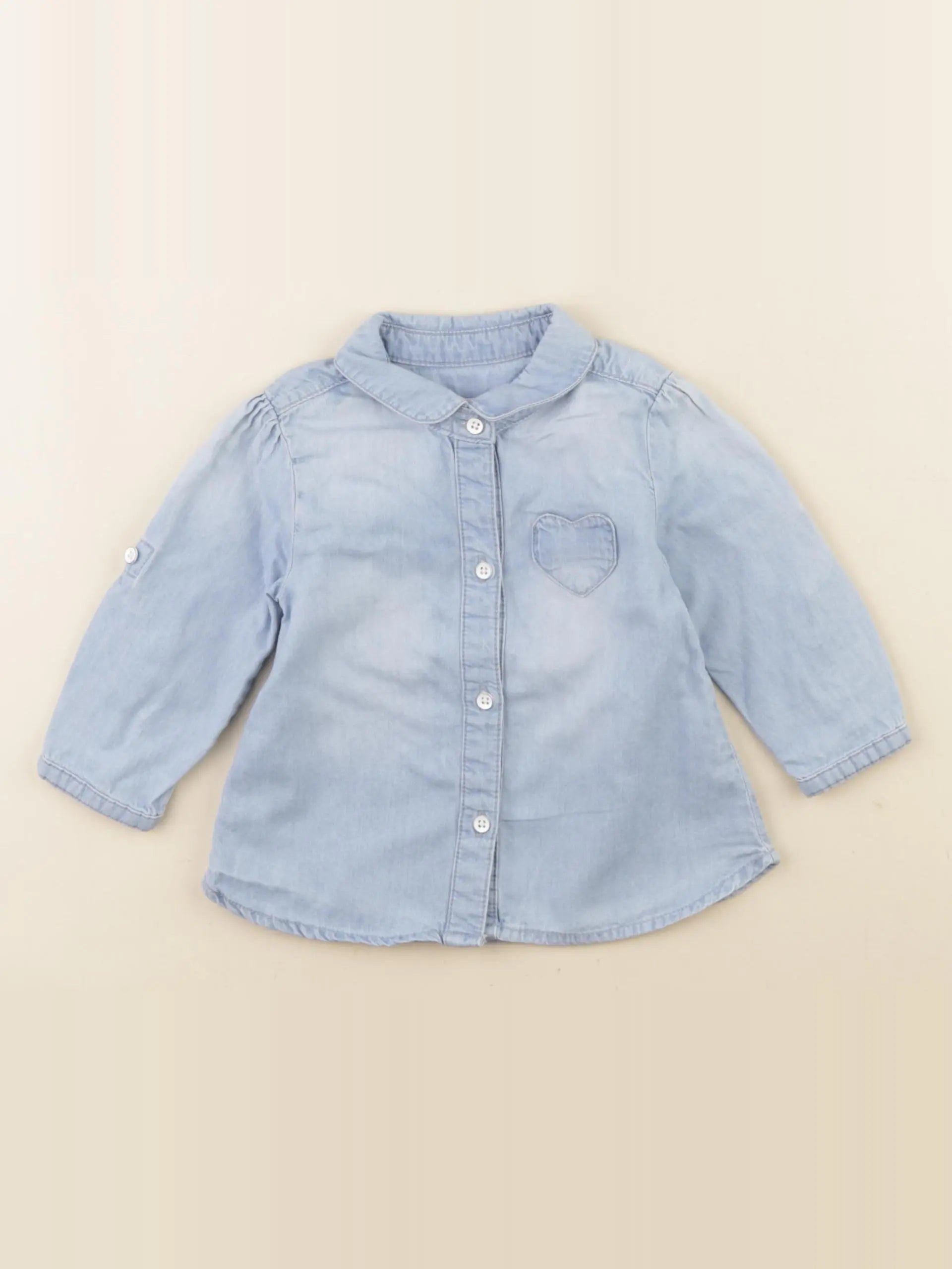 Vertbaudet - chemise bleu - 6 mois